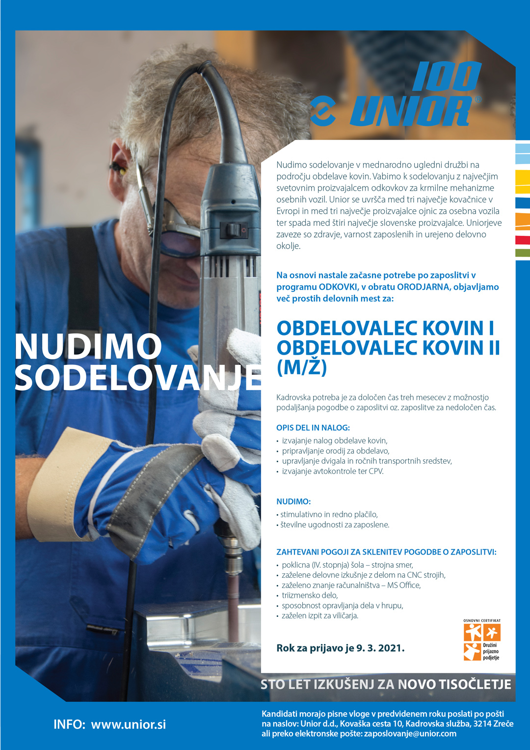 Obdelovalec kovin I, Obdelovalec kovin II (m/ž)