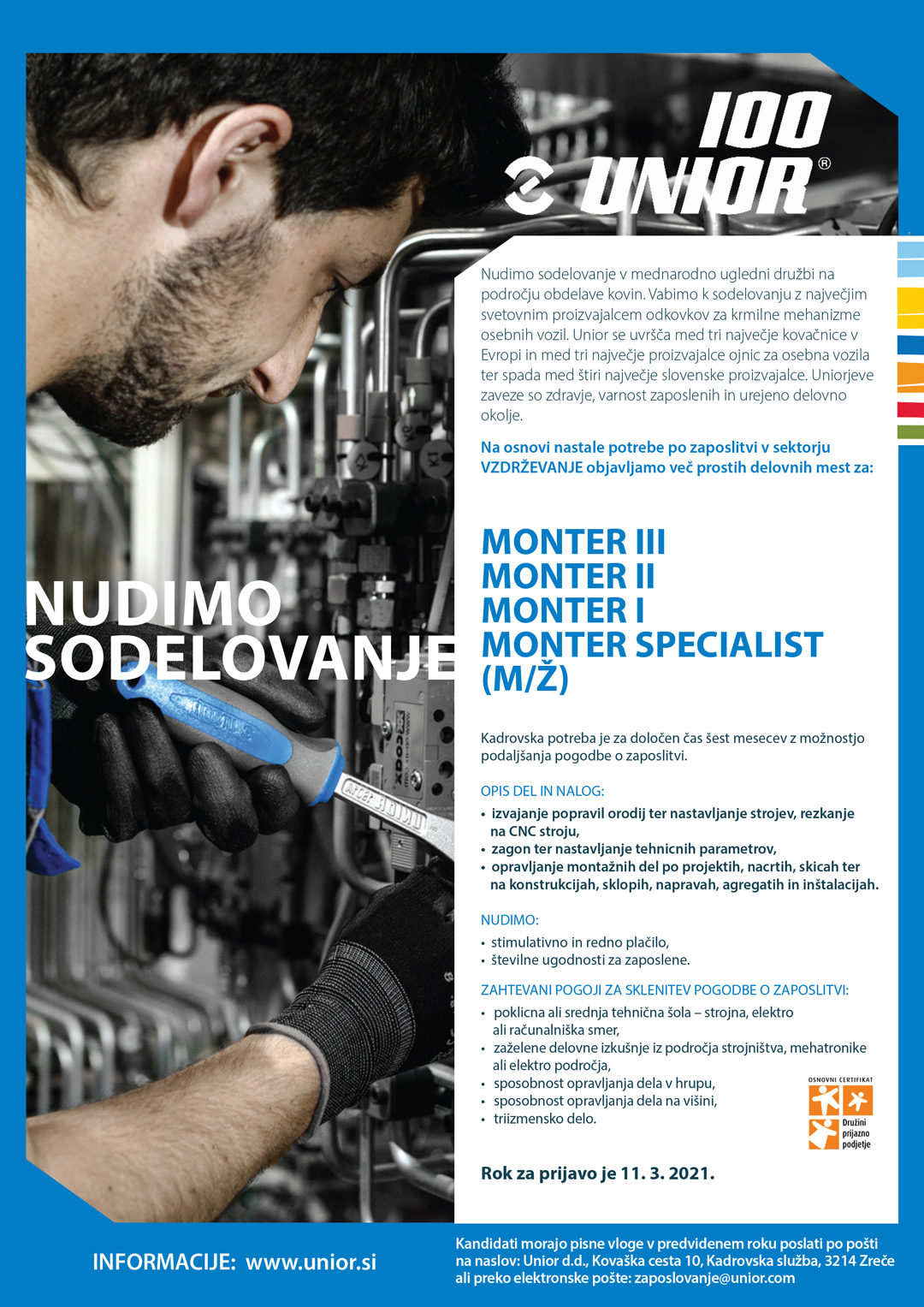 Monter III, Monter II, Monter I, Monter specialist (m/ž)