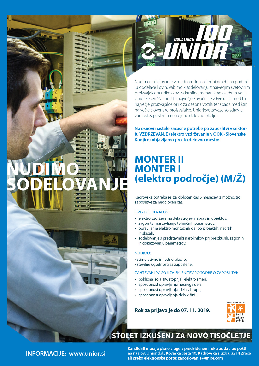 Monter II in I na elektro področju (m/ž)