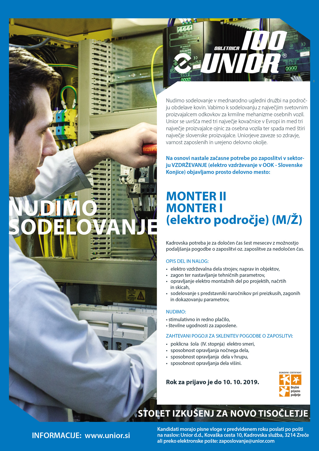 Monter II in I na elektro področju (m/ž)