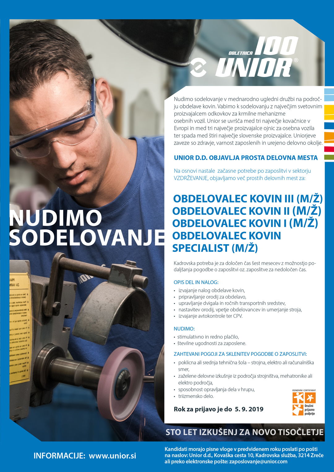Obdelovalec kovin (m/ž) - več delovnih mest