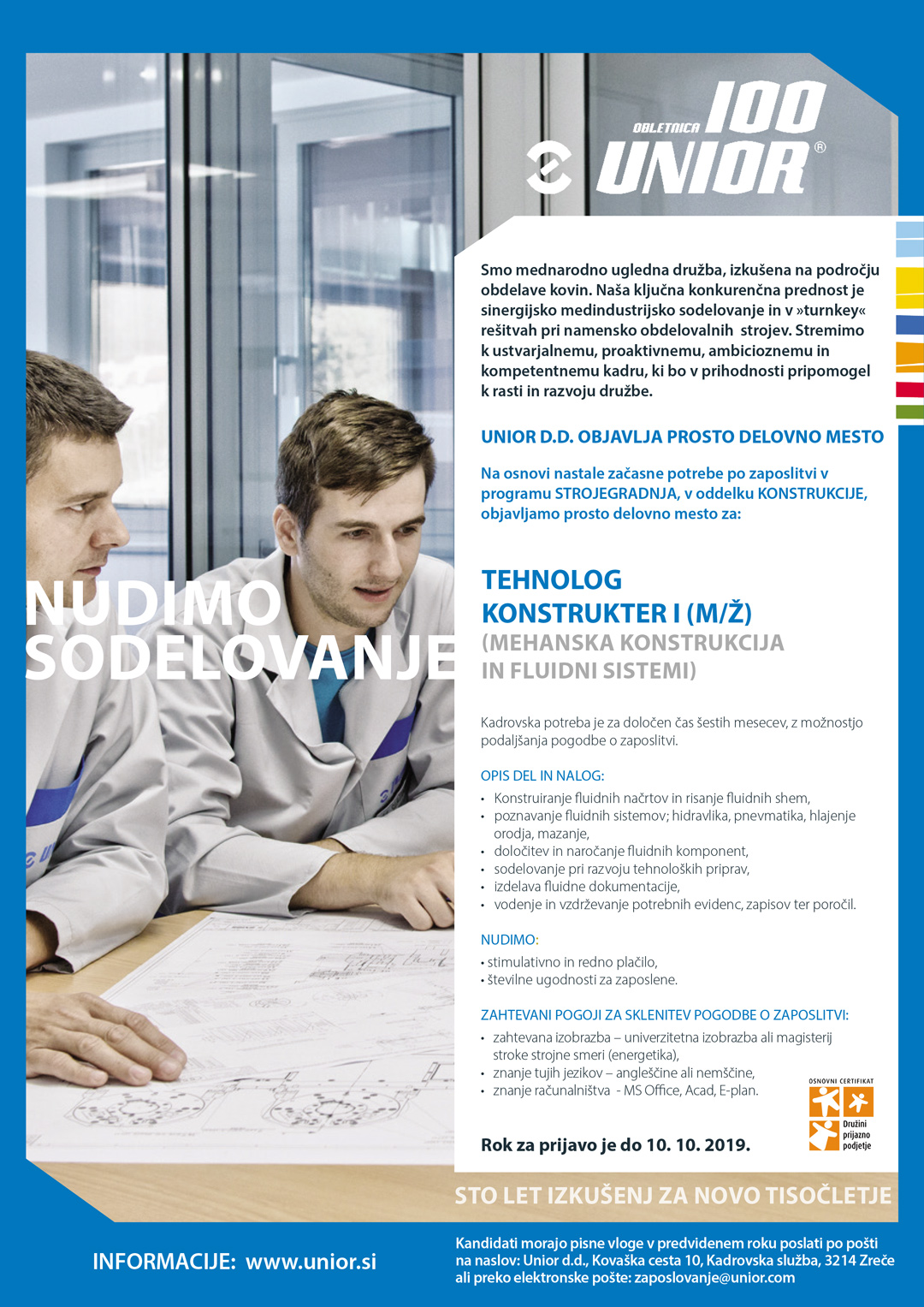 Tehnolog konstrukter I (m/ž) - mehanska konstrukcija in fluidni sistemi