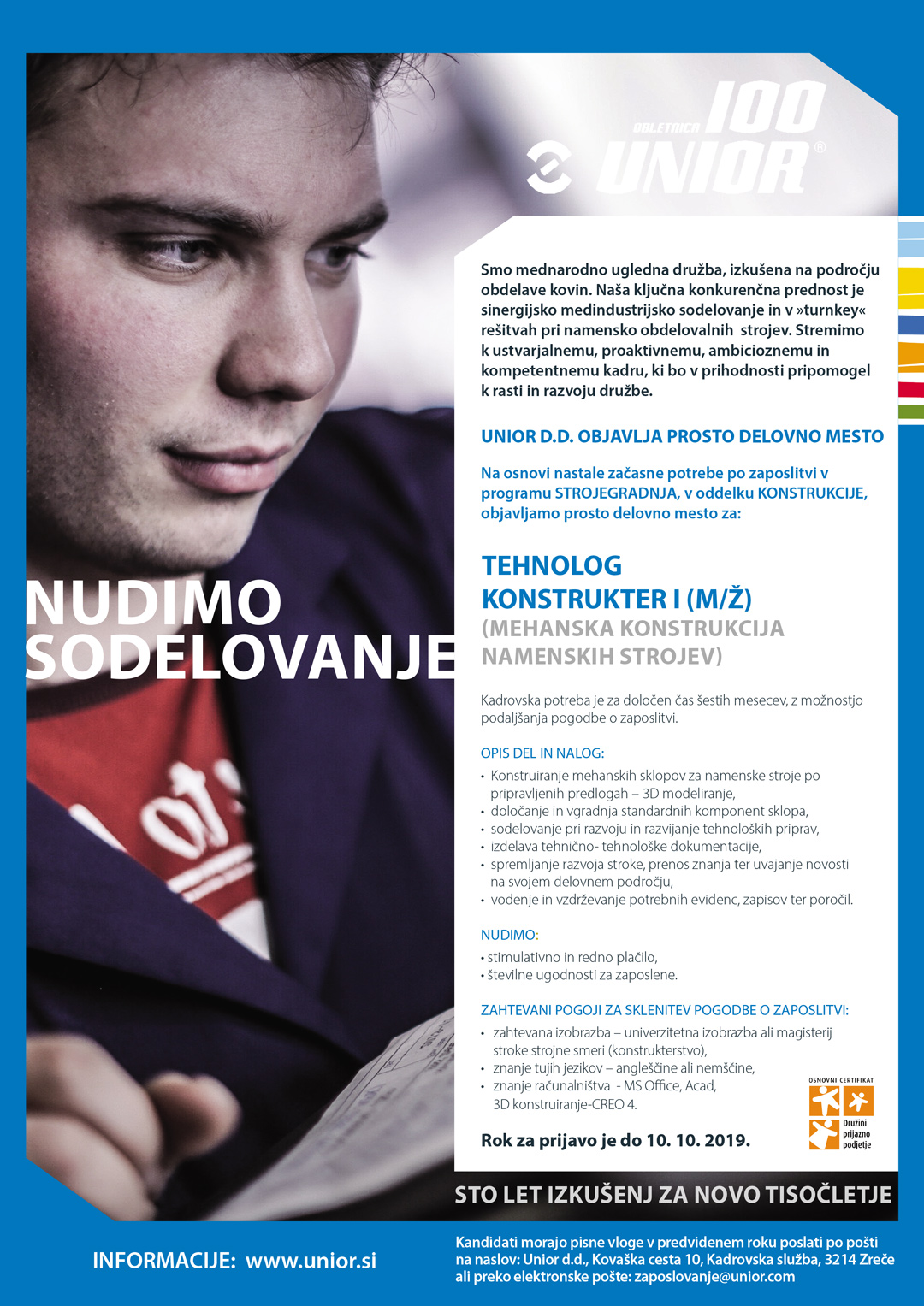 Tehnolog konstrukter I (m/ž) - mehanska konstrukcija namenskih strojev