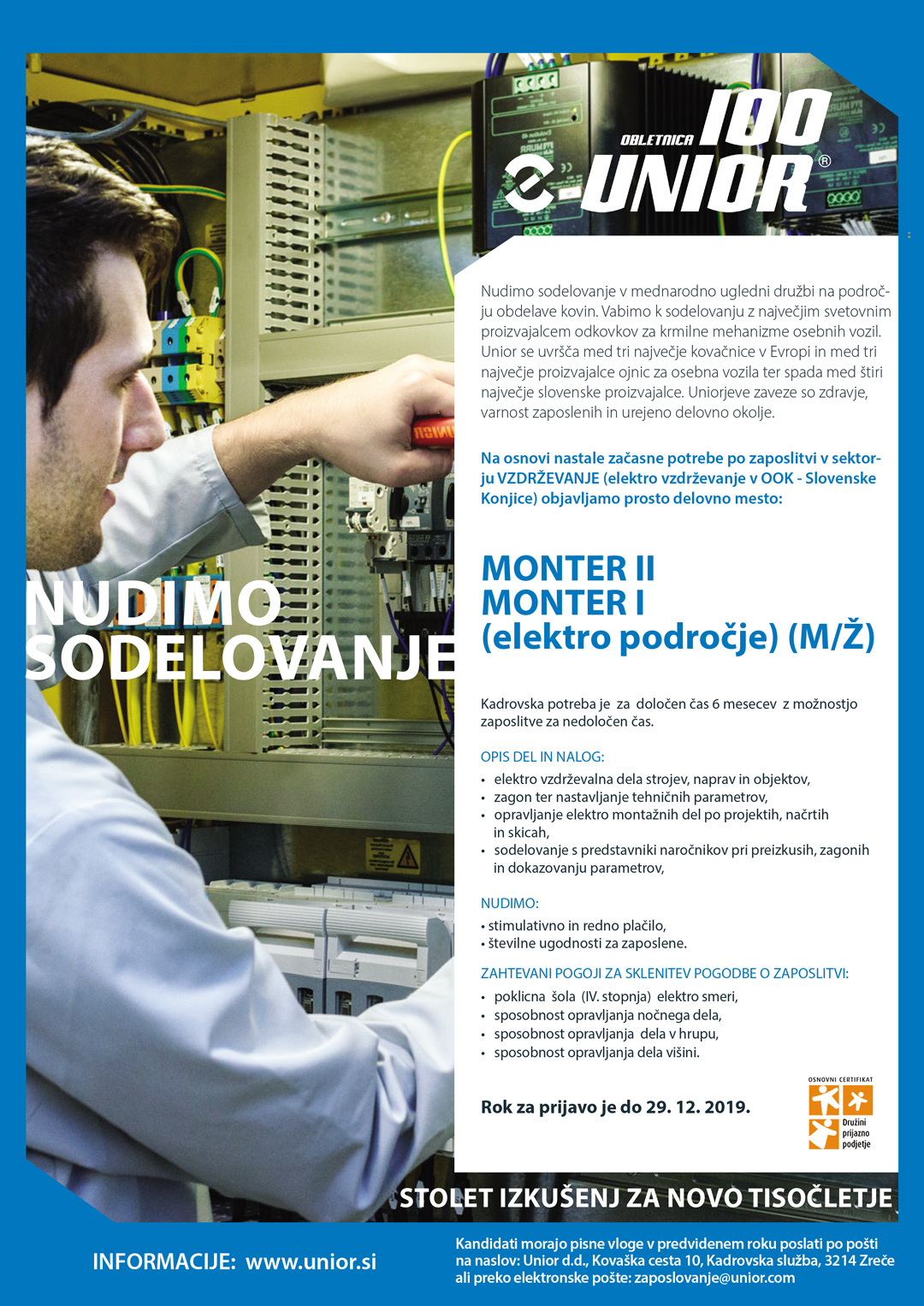 Monter II in I na elektro področju (m/ž)