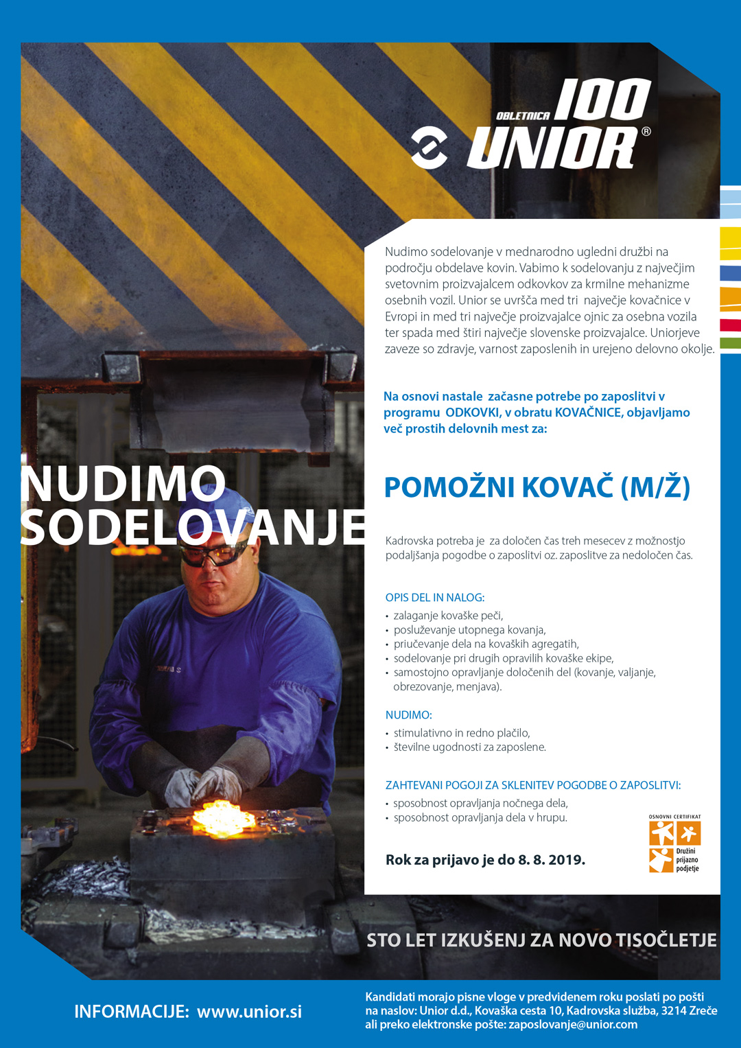 Pomožni kovač (m/ž) - več prostih delovnih mest