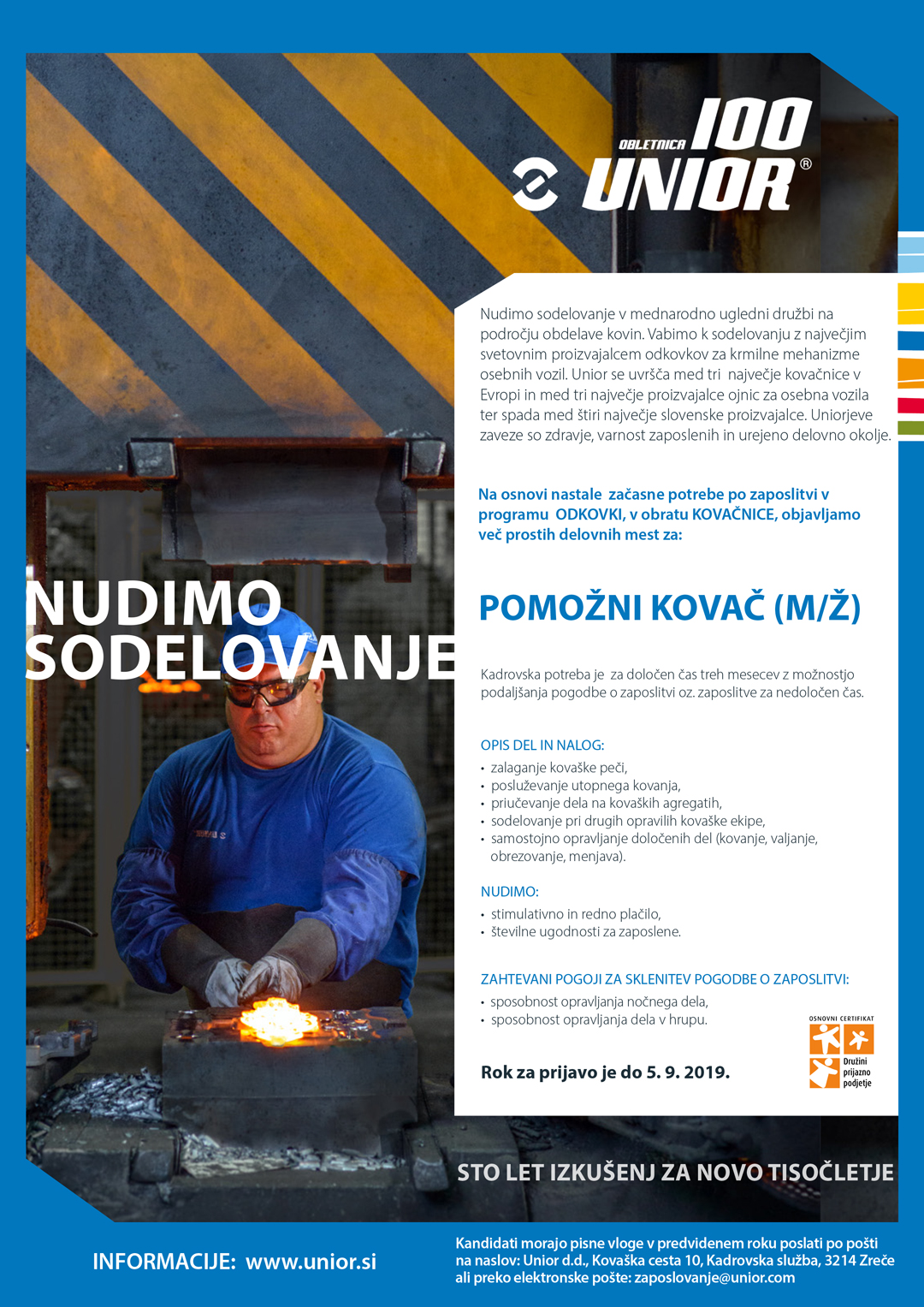 Pomožni kovač (m/ž) - več prostih delovnih mest