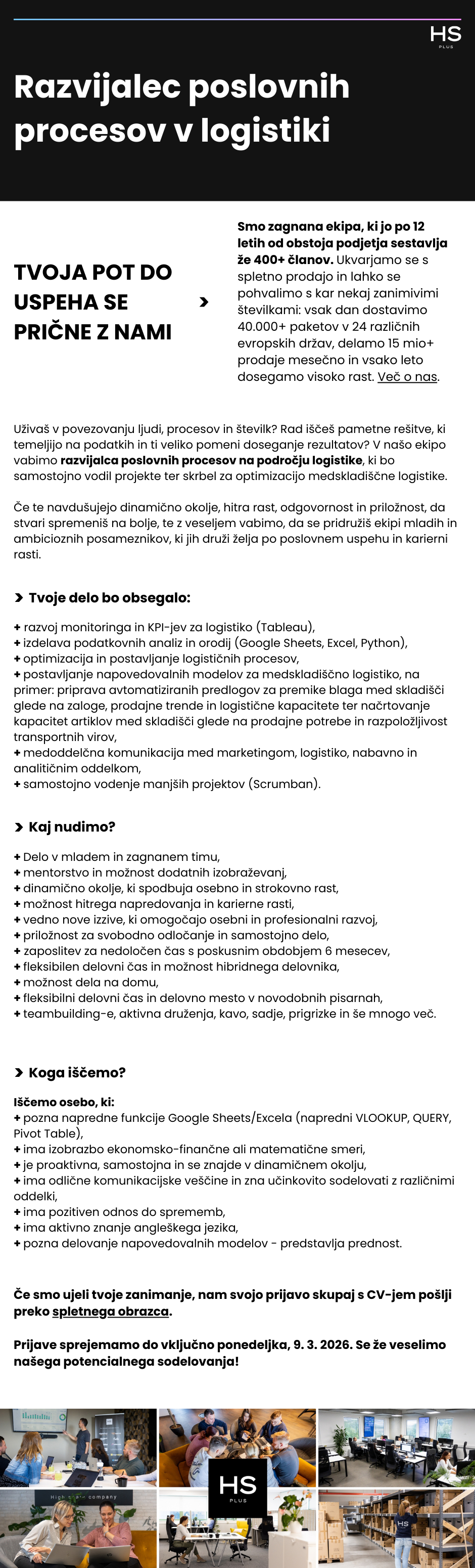 Razvijalec poslovnih procesov v logistiki m/ž