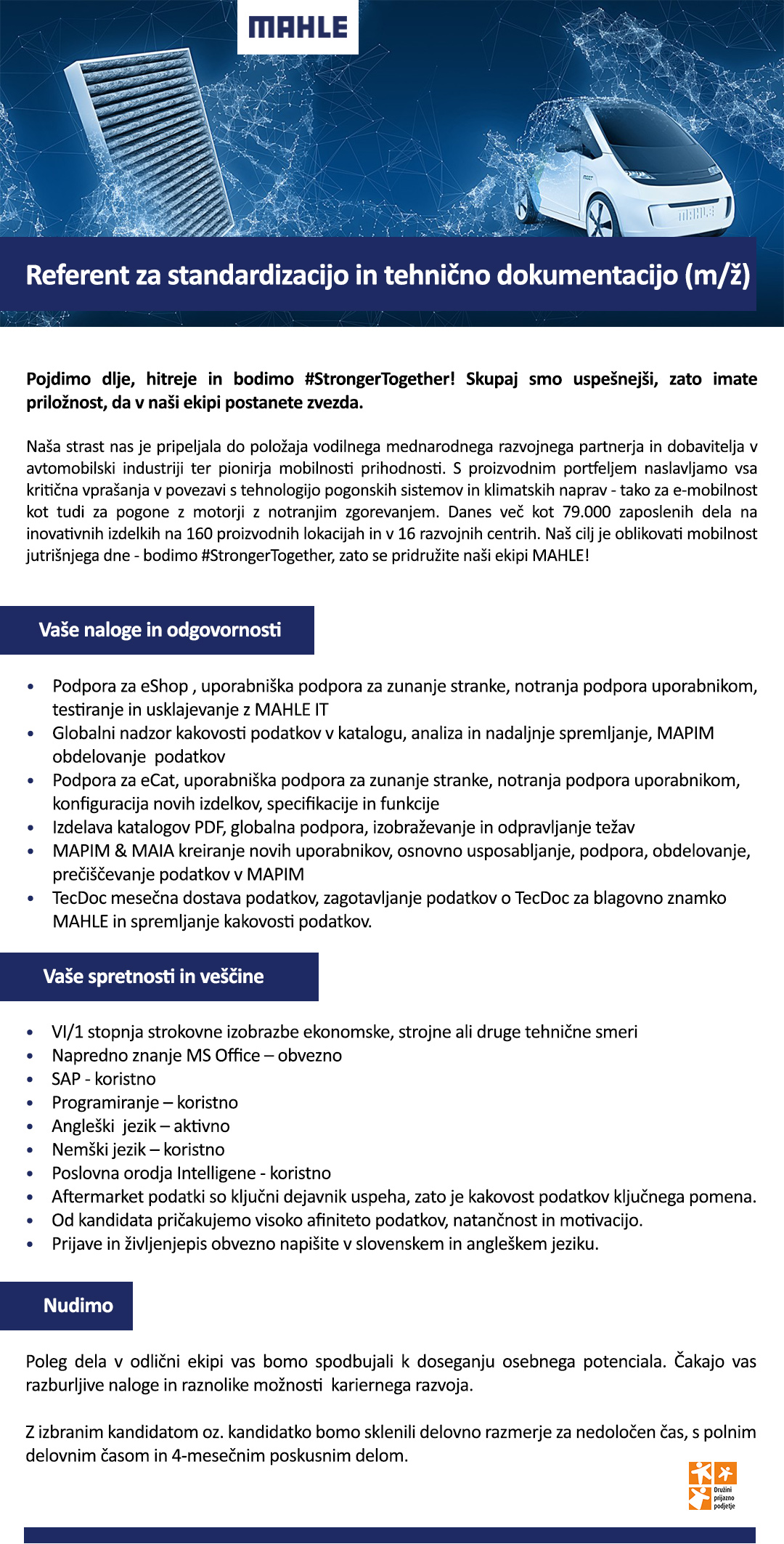 Referent za standardizacijo in tehnično dokumentacijo (m/ž)