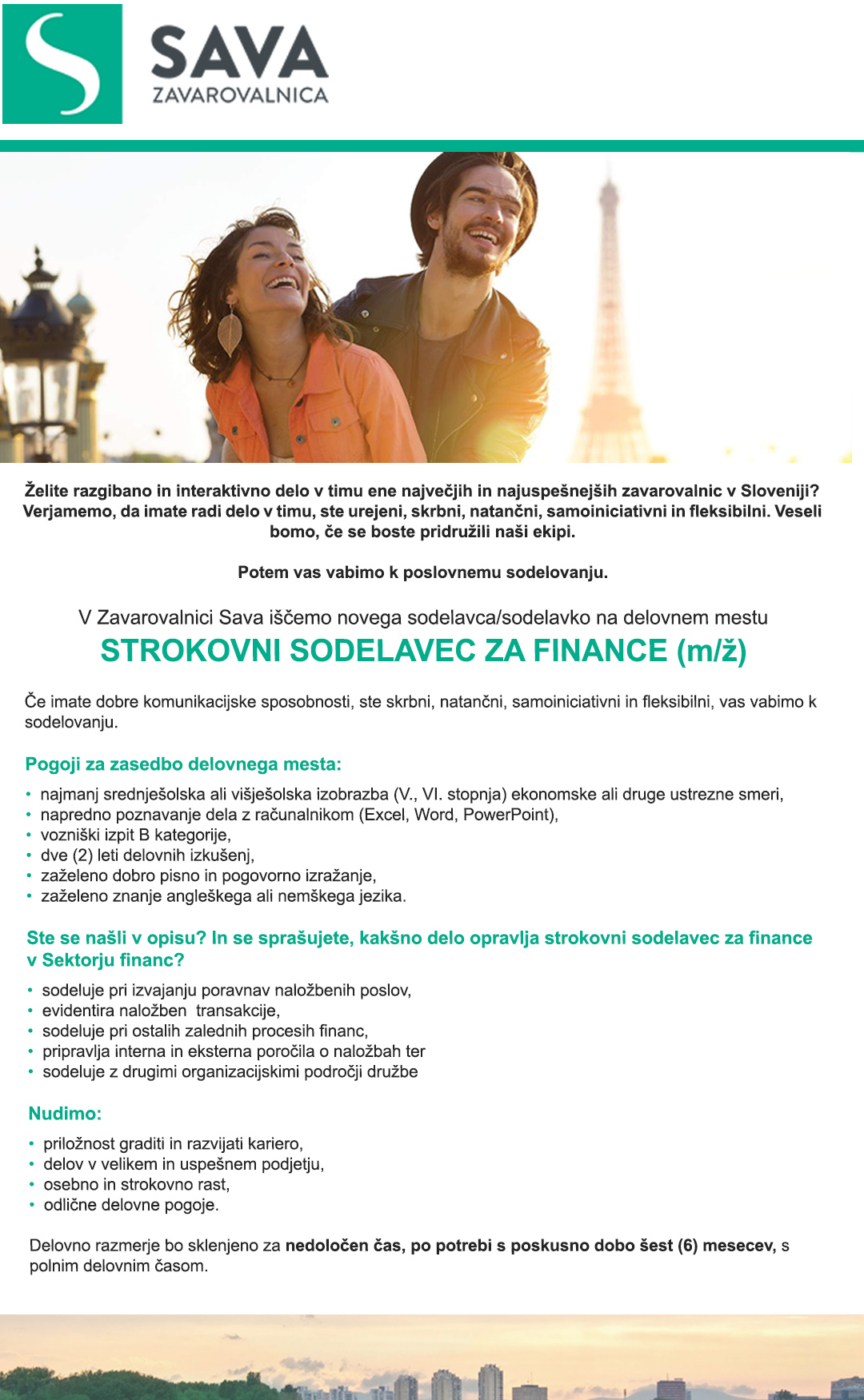 Strokovni sodelavec za finance (m/ž)