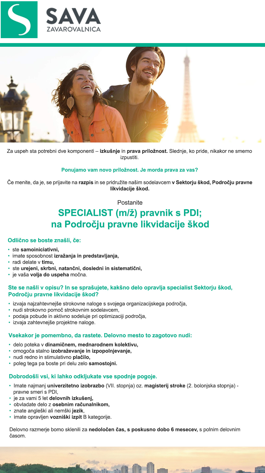 Specialist - pravnik (m/ž) na Področju pravne likvidacije škod