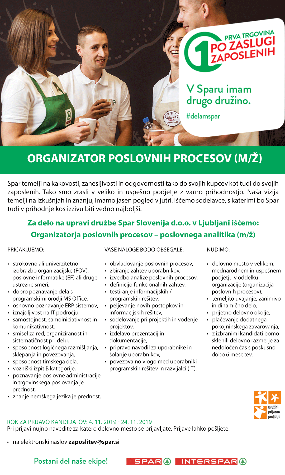 Organizator poslovnih procesov - poslovni analitik (m/ž)