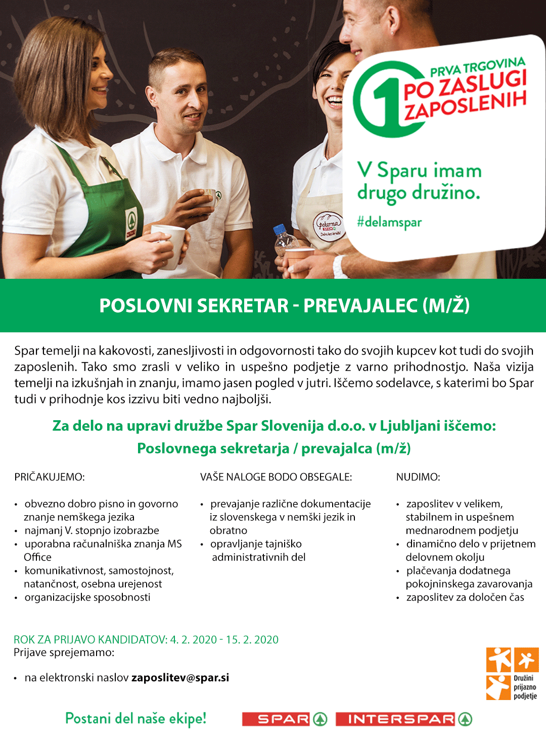 Poslovni sekretar / prevajalec (m/ž)
