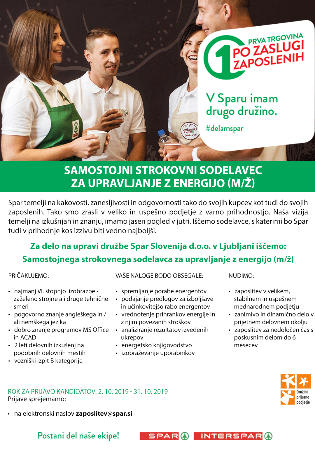 Samostojni strokovni sodelavec za upravljanje z energijo (m/ž)