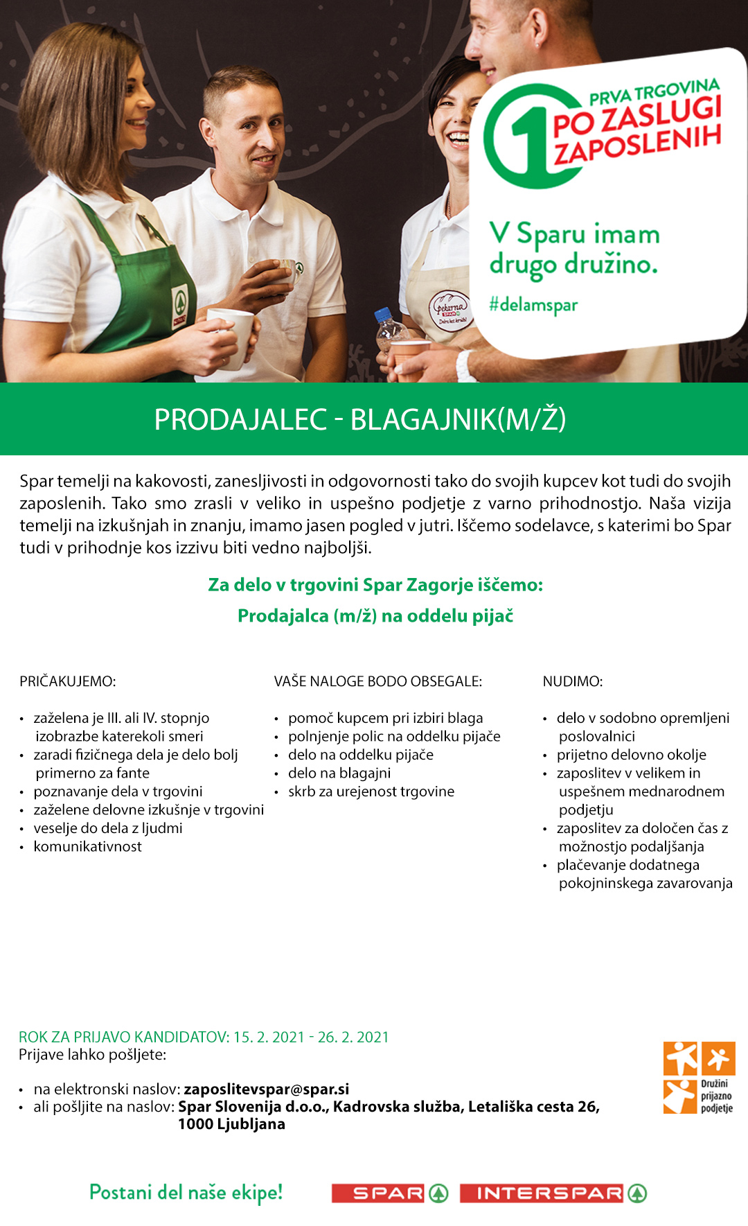 Prodajalec (m/ž) na oddelku pijač