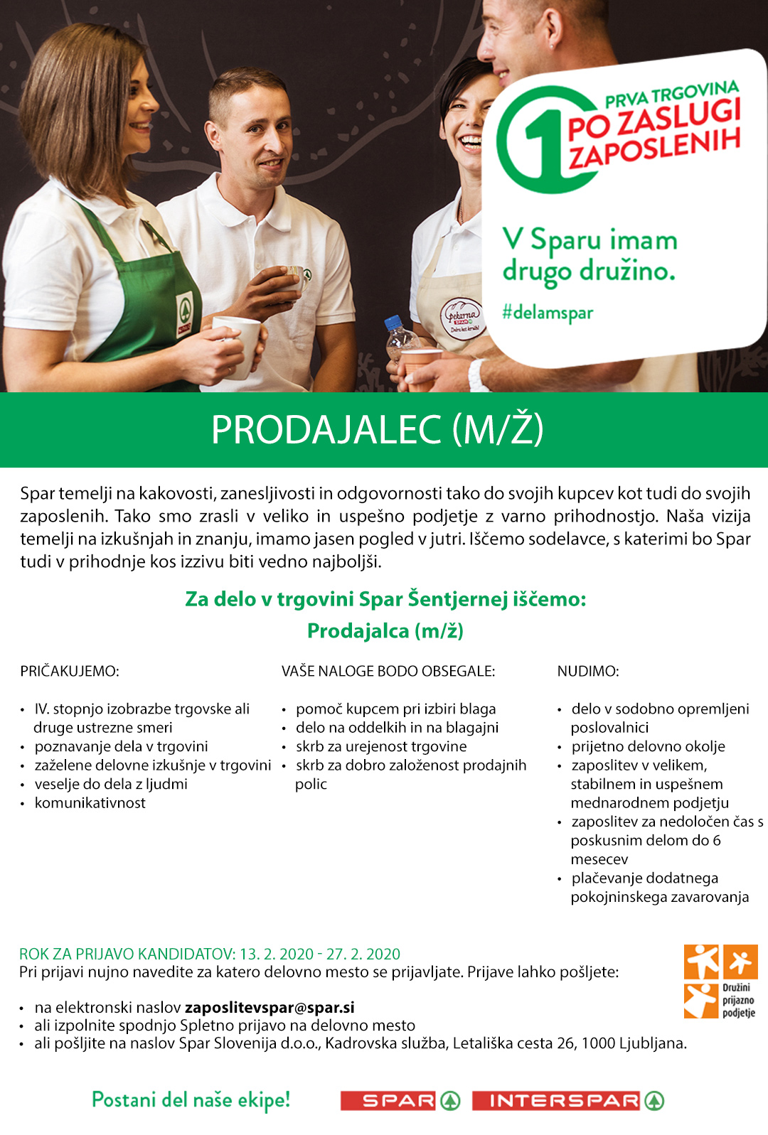 Prodajalec (m/ž) - Spar Šentjernej