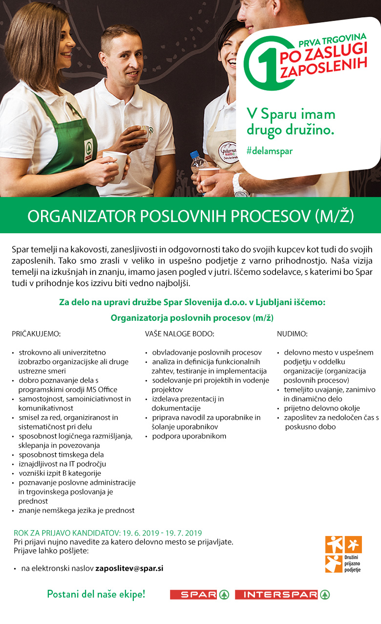 Organizator poslovnih procesov (m/ž)