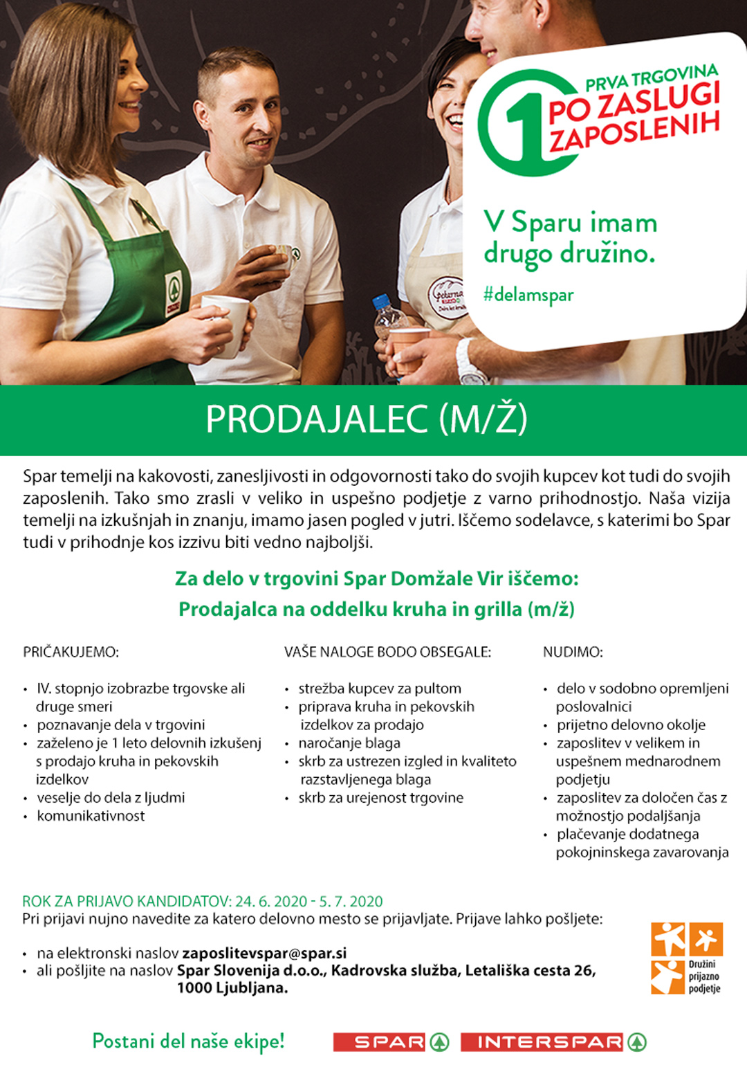 Prodajalec na oddelku kruha in grilla (m/ž)