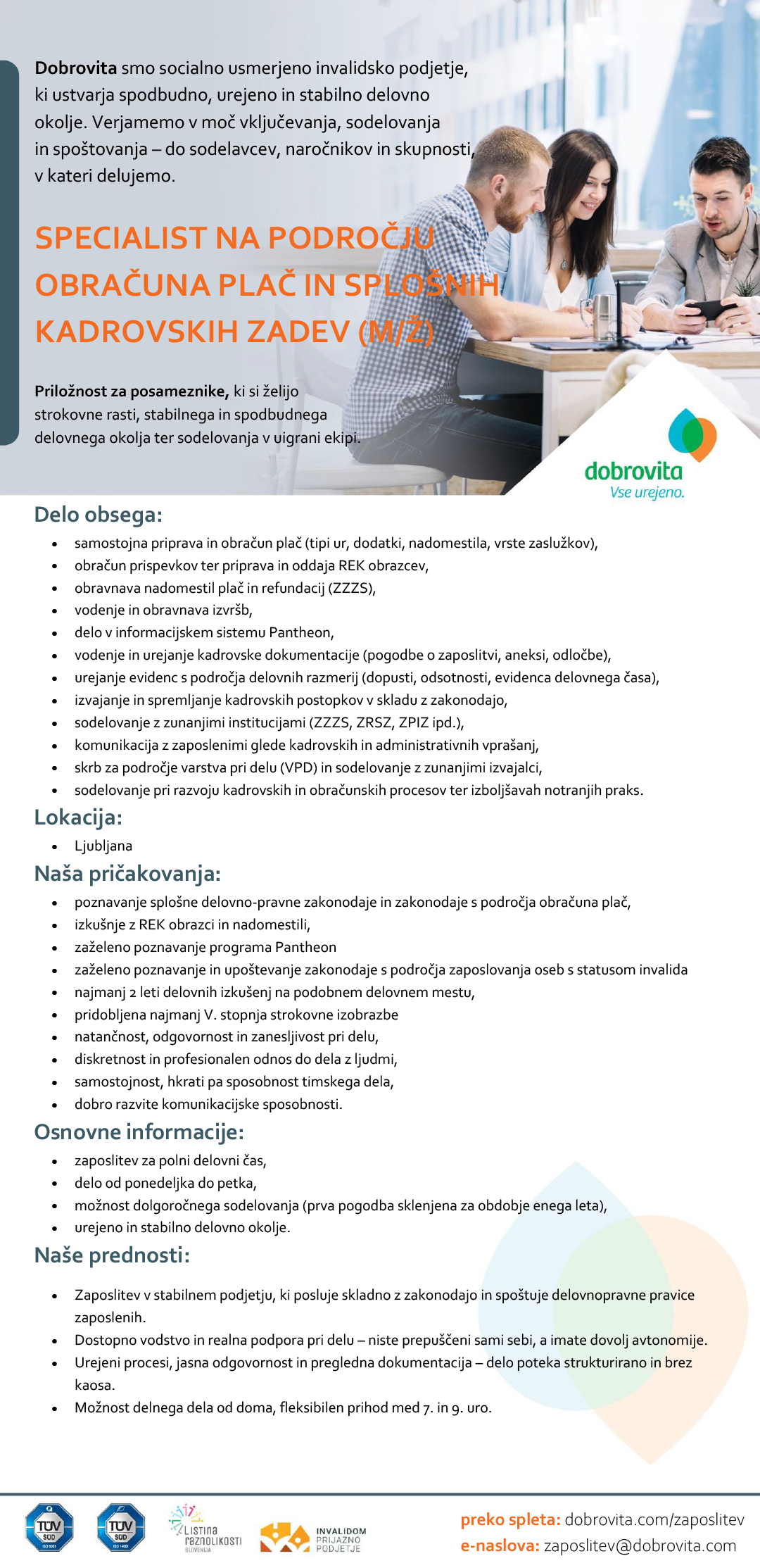 Specialist na področju obračuna plač in splošnih kadrovskih zadev (m/ž)