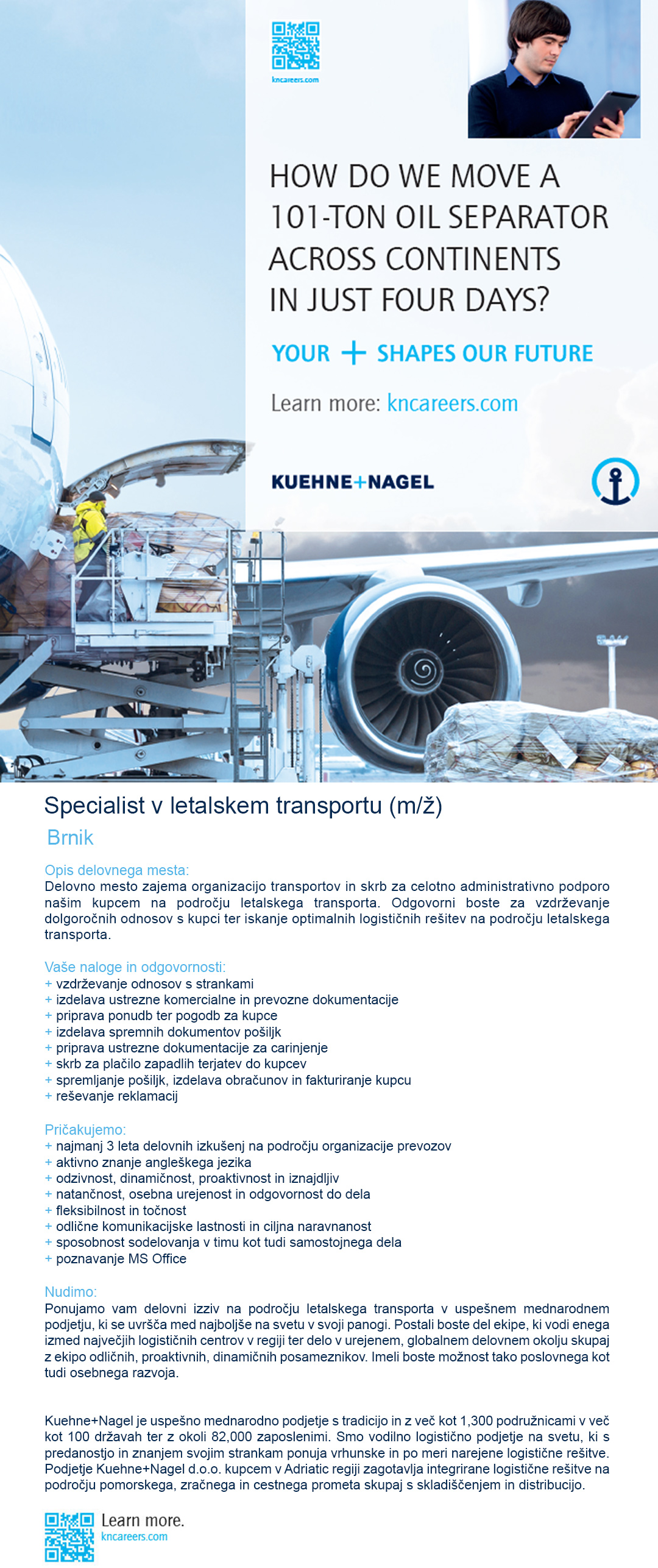 Specialist v letalskem transportu (m/ž)