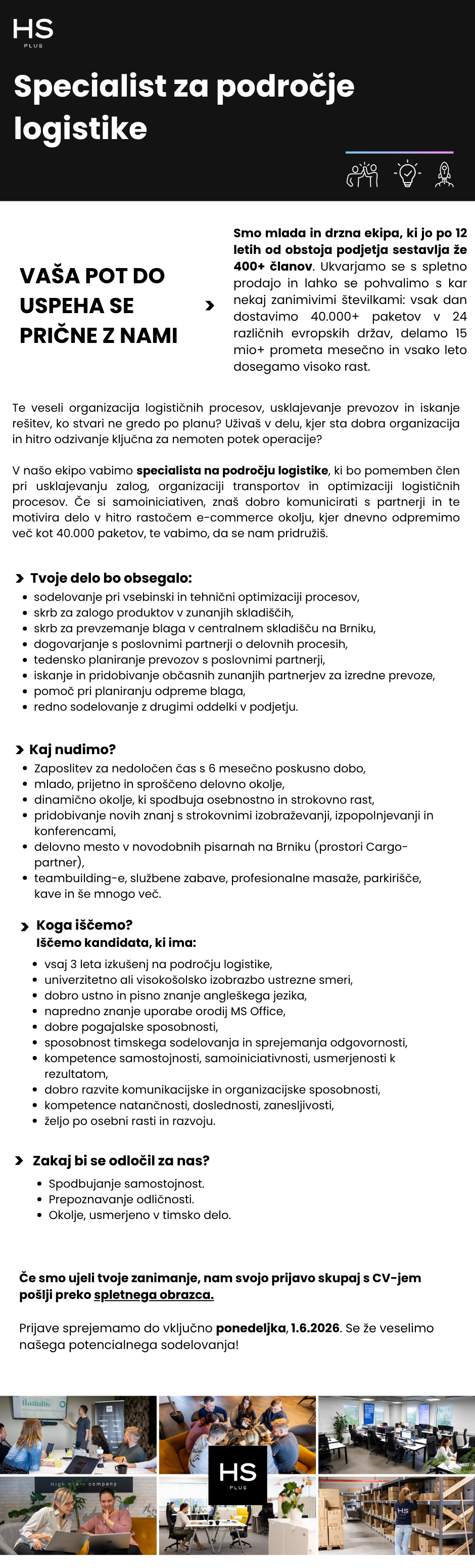 Specialist za področje logistike (m/ž)
