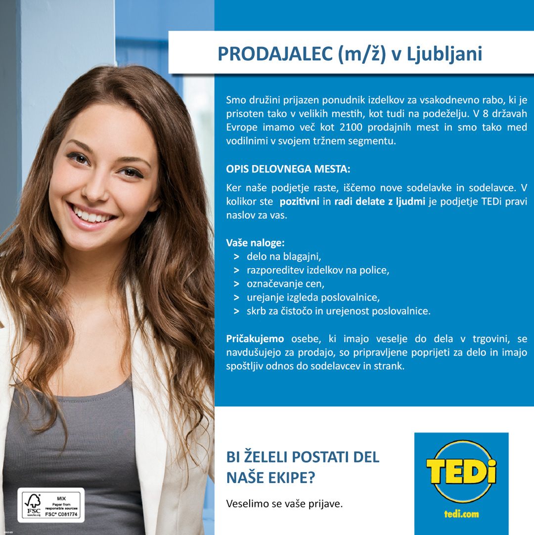 Prodajalec (m/ž) - Ljubljana