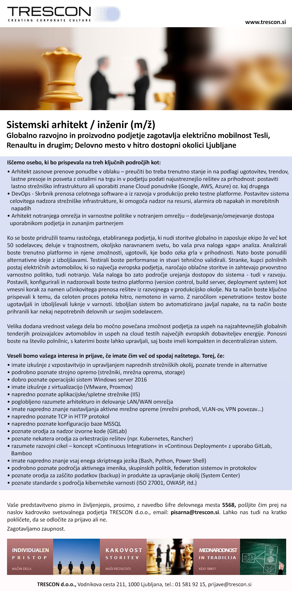 Sistemski arhitekt / inženir (m/ž)