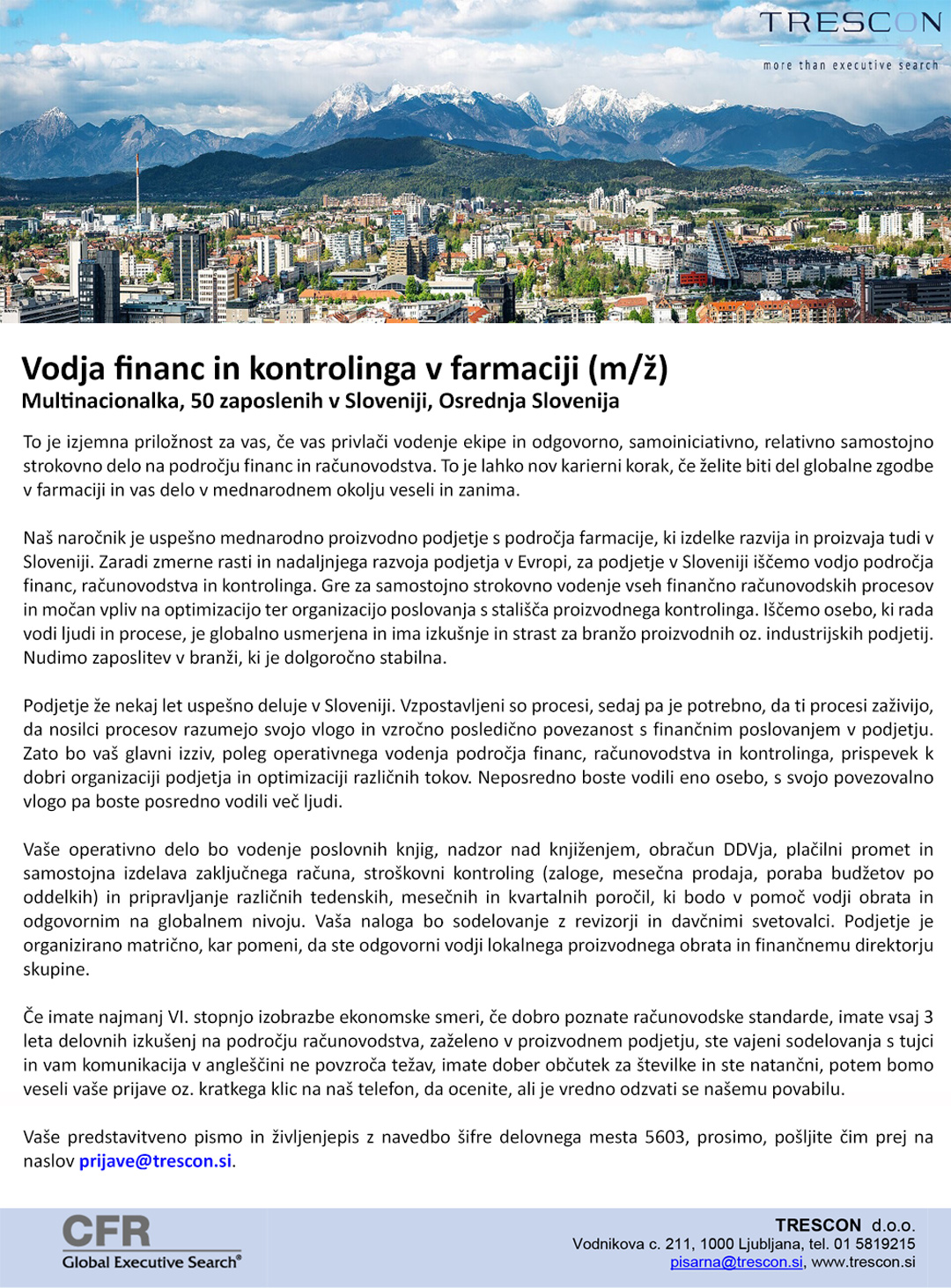 Vodja financ in kontrolinga v farmaciji (m/ž)