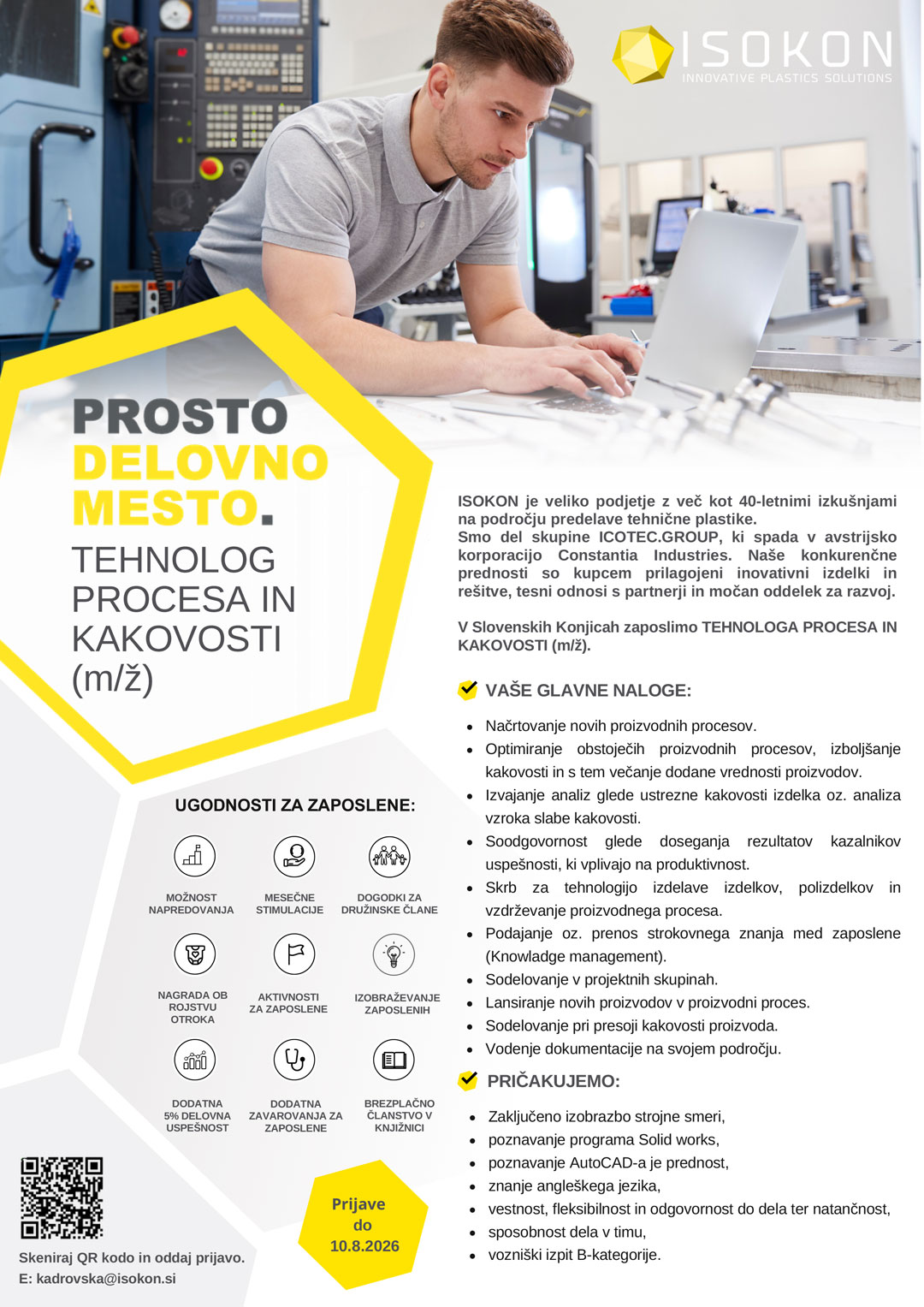 Tehnolog procesa in kakovosti (m/ž)