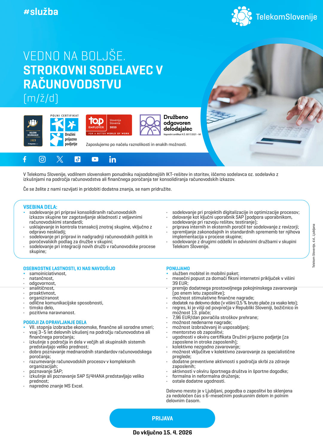 Strokovni sodelavec v računovodstvu (m/ž/d)