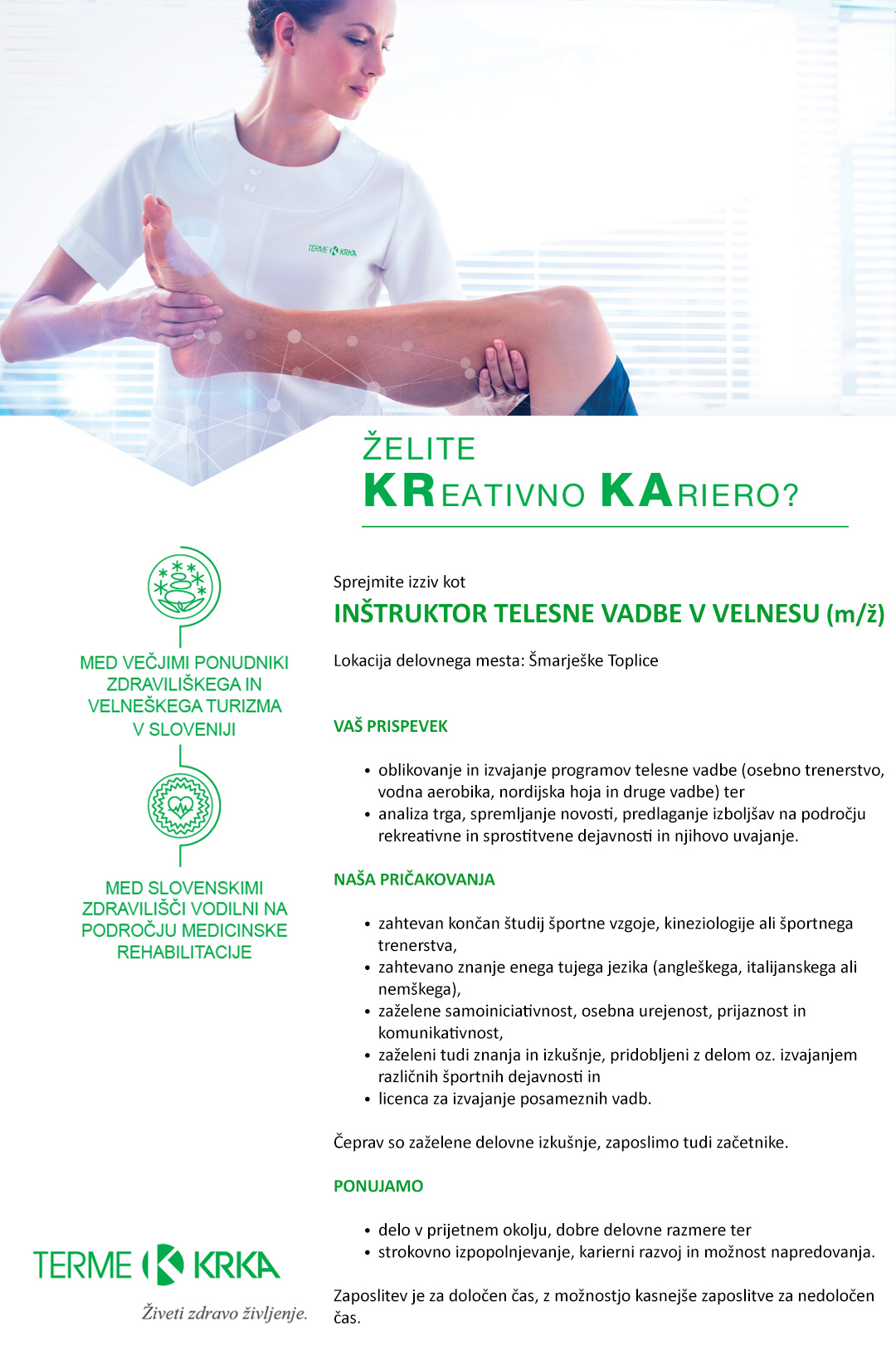Inštruktor telesne vadbe v Velnesu m/ž