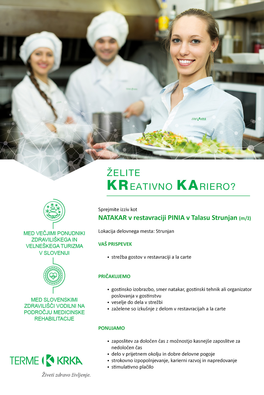 Natakar (m/ž) v restavraciji Pinia v Talasu Strunjan