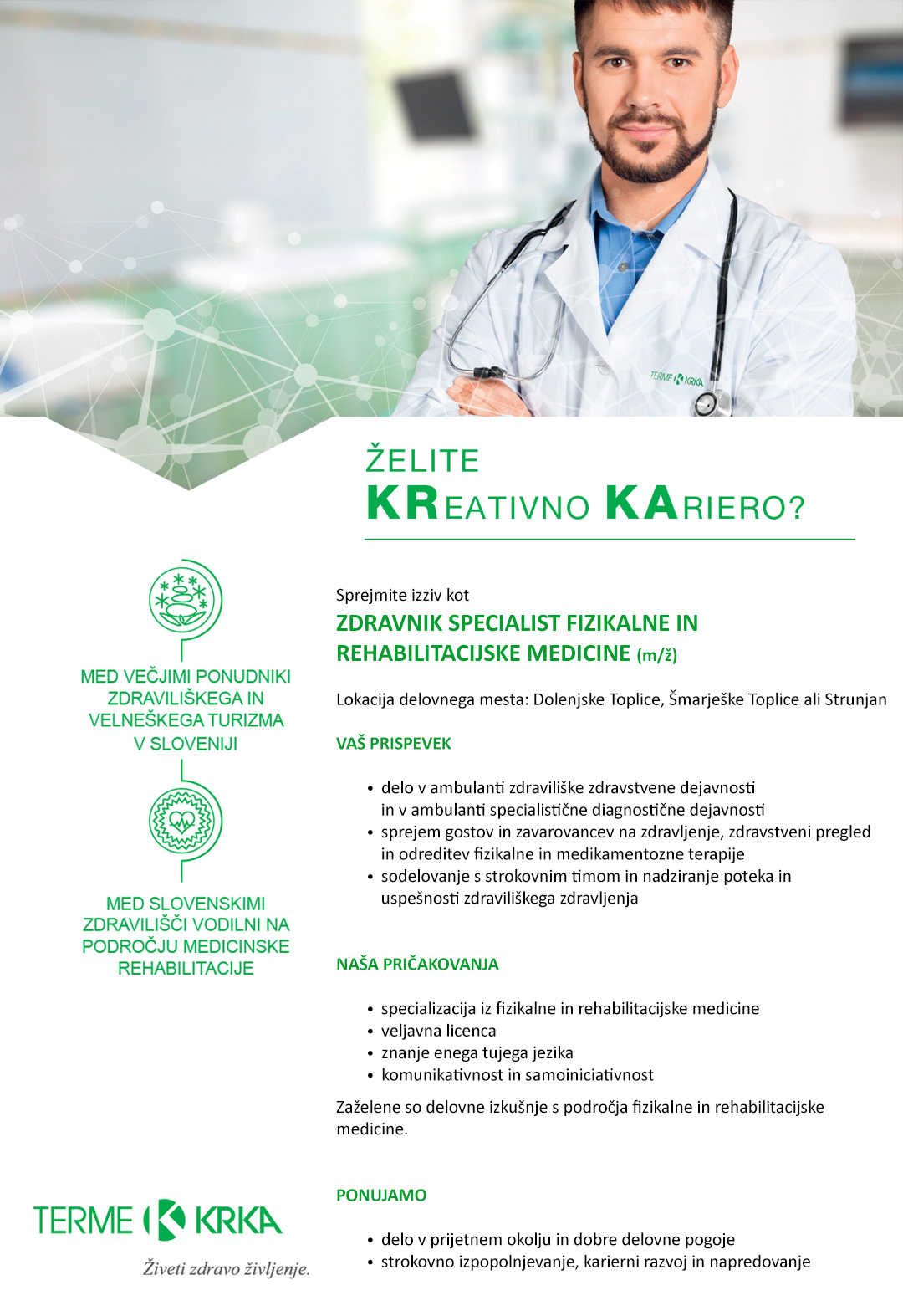 Zdravnik specialist fizikalne in rehabilitacijske medicine m/ž