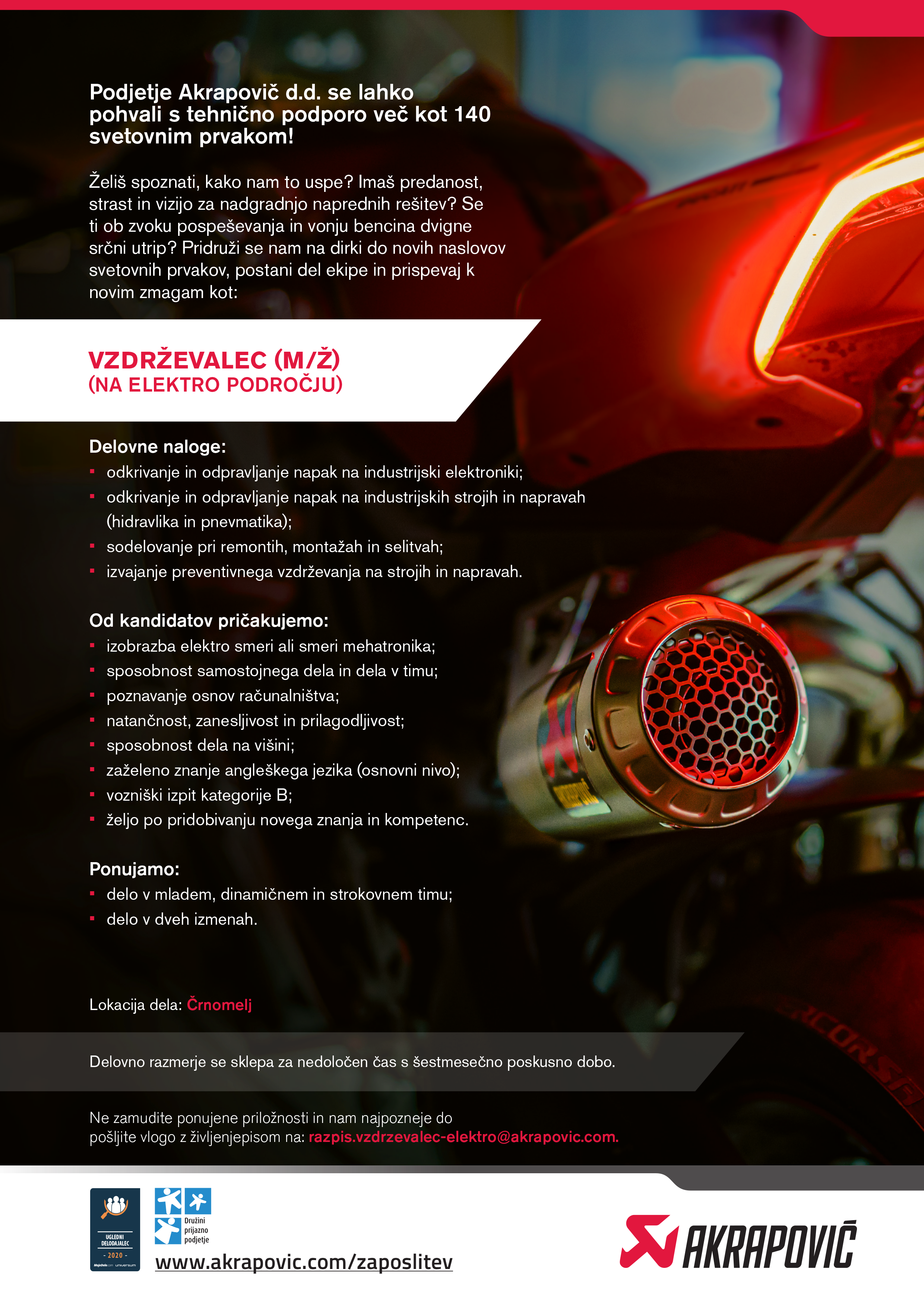 Vzdrževalec m/ž na elektro področju