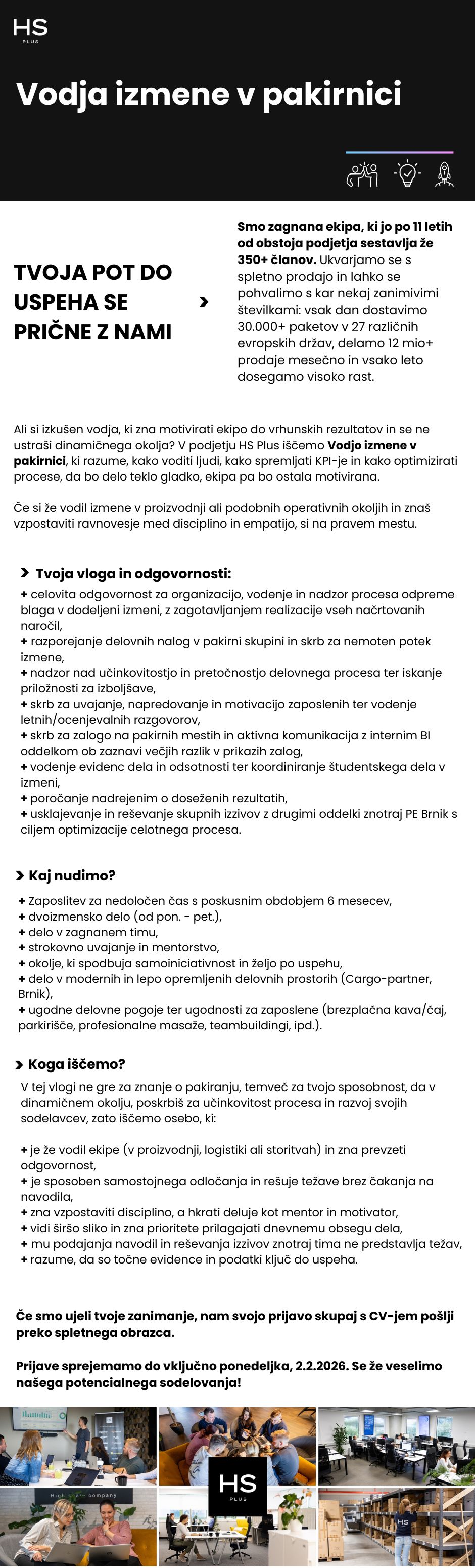 Vodja izmene v pakirnici m/ž