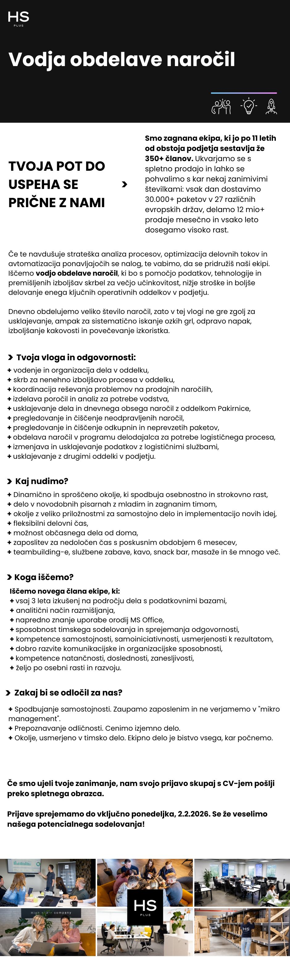 Vodja obdelave naročil m/ž