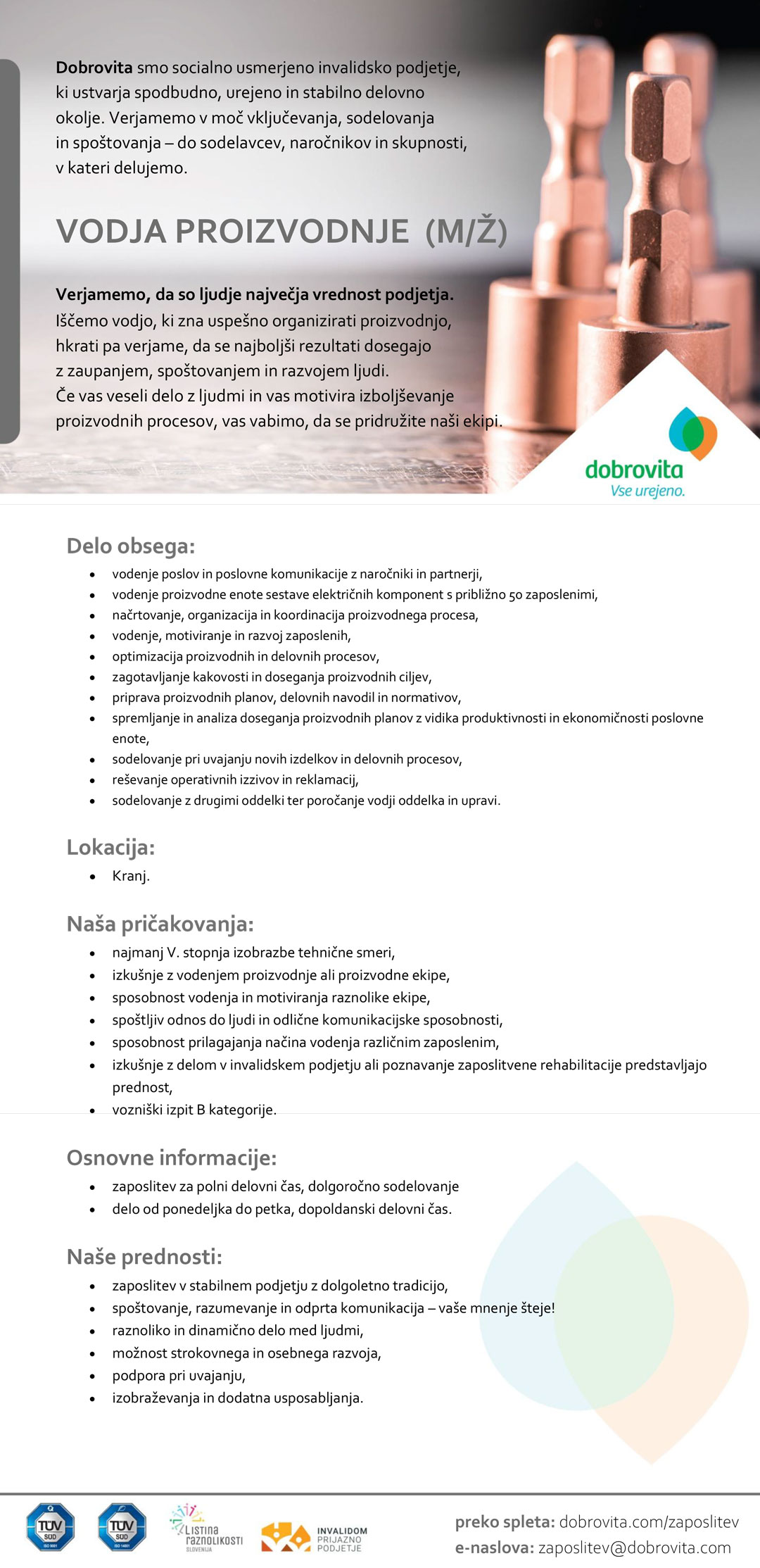 Vodja proizvodnje (m/ž)