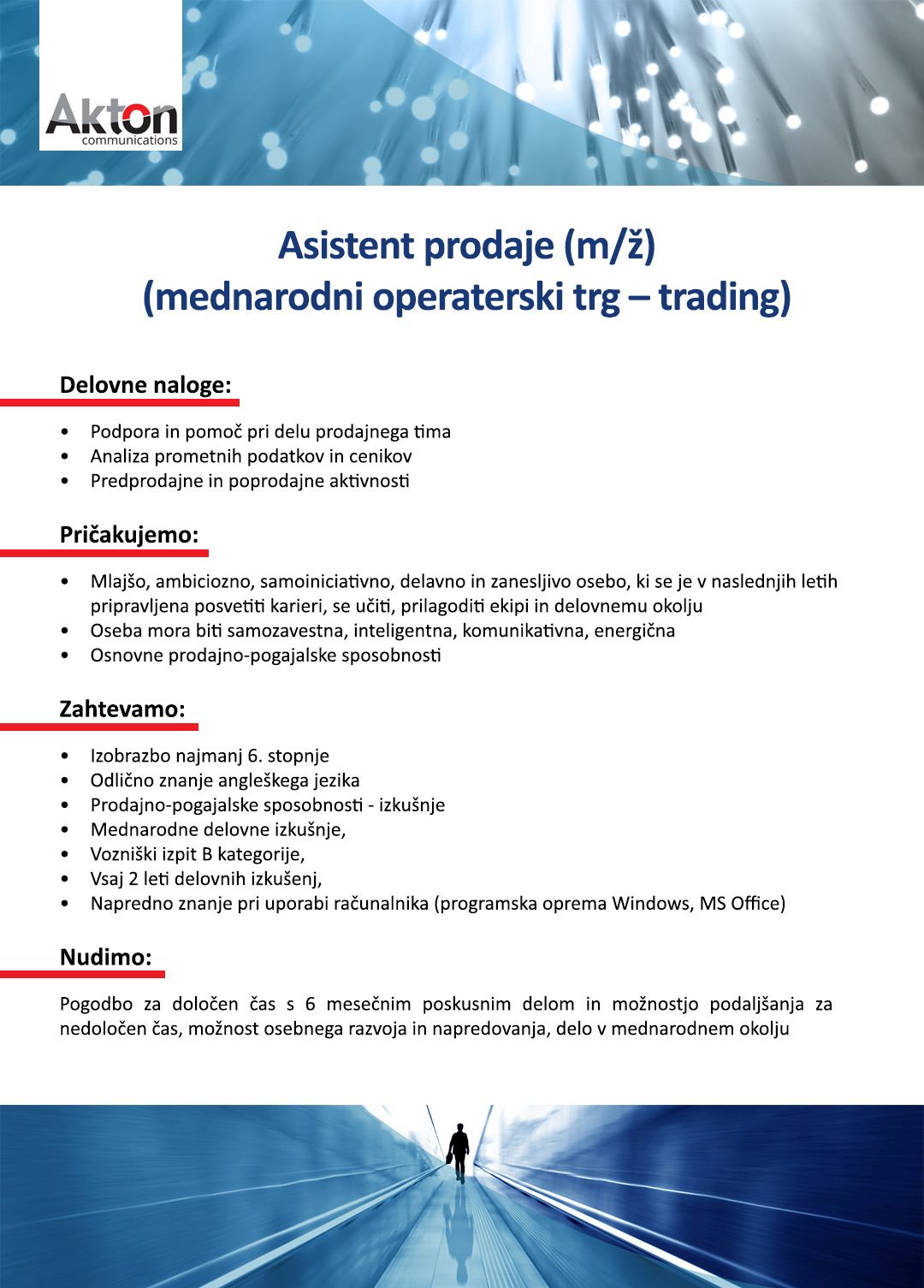 Asistent prodaje (m/ž) (mednarodni operaterski trg – trading)