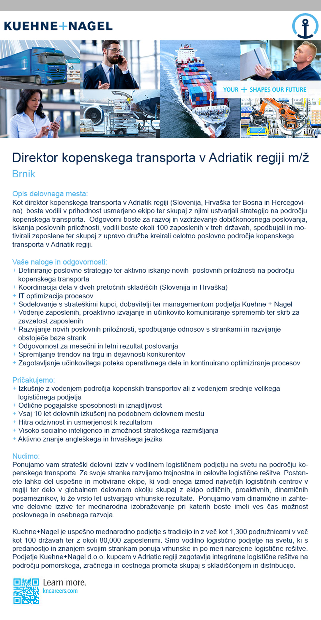 Direktor kopenskega transporta v Adriatik regiji m/ž