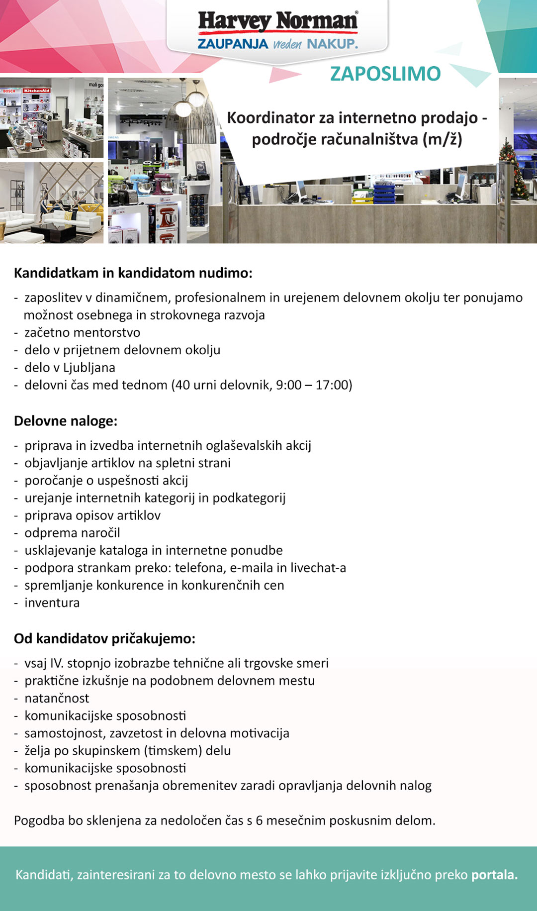 Koordinator za internetno prodajo - področje računalništva (m/ž)