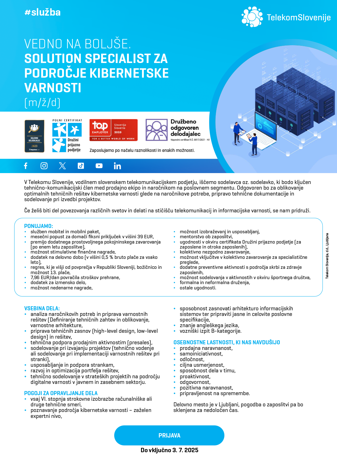 Solution specialist za področje kibernetske varnosti (m/ž/d)