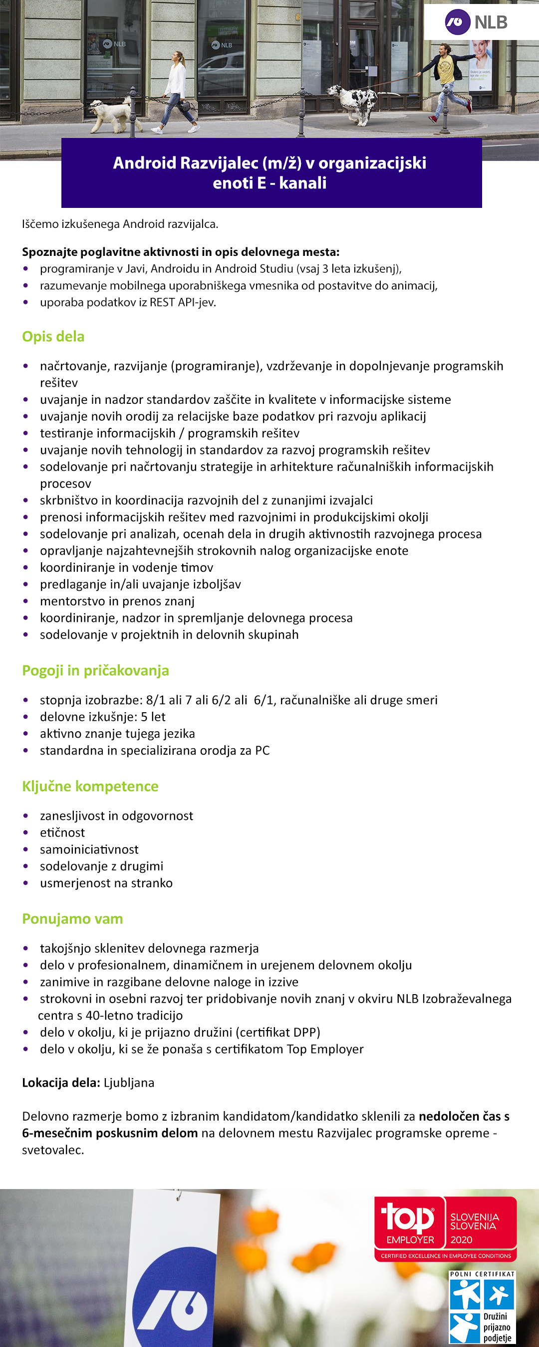 Android Razvijalec (m/ž) v organizacijski enoti E - kanali