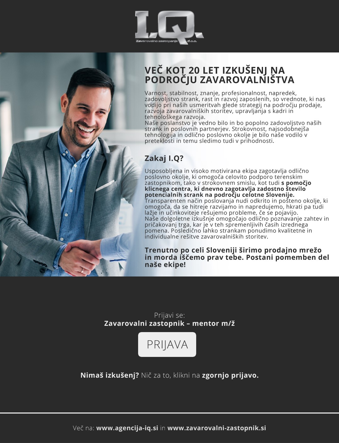 Zavarovalni zastopnik – mentor m/ž