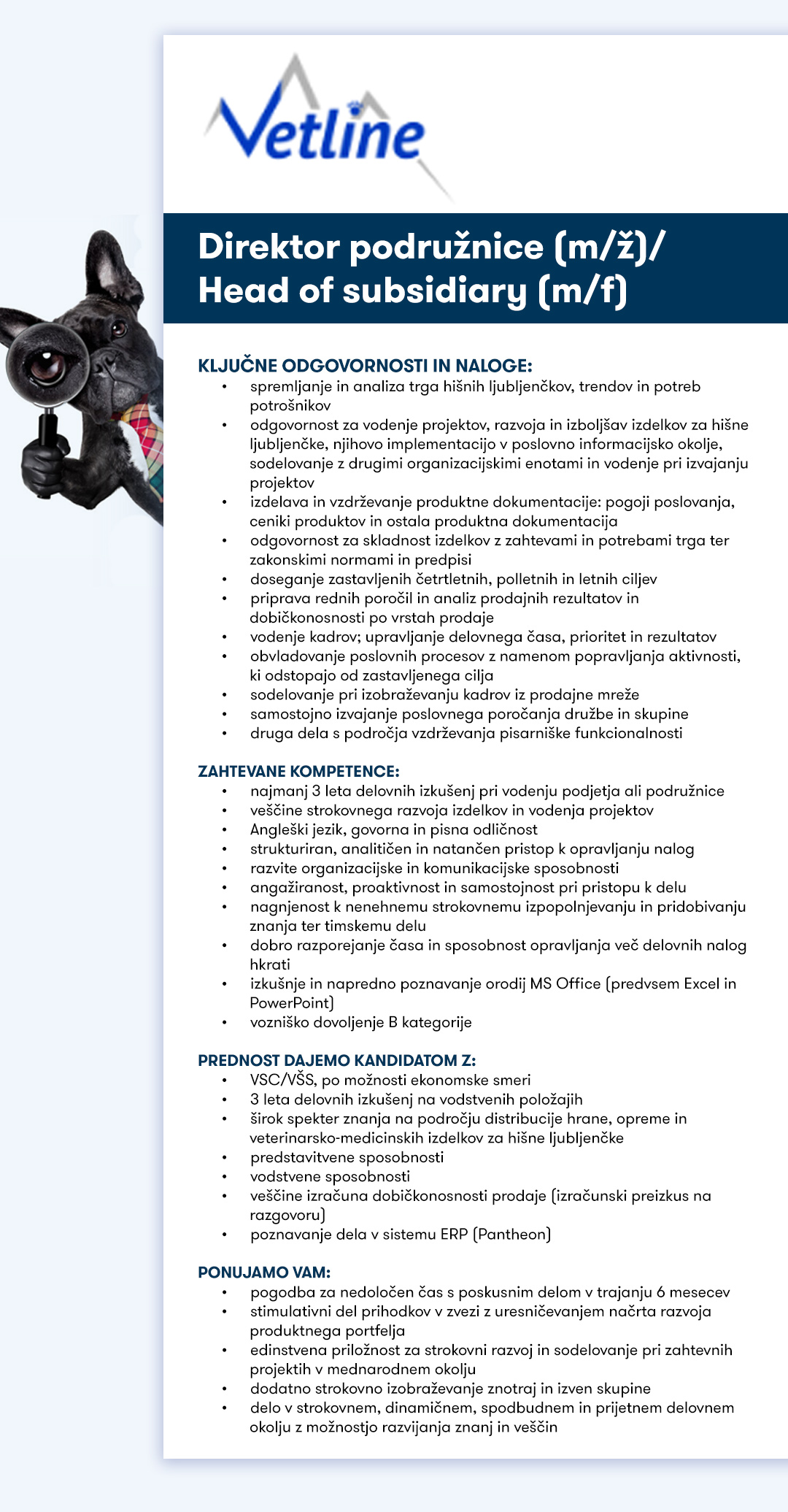 Direktor podružnice (m/ž)/ Head of subsidiary (m/f)