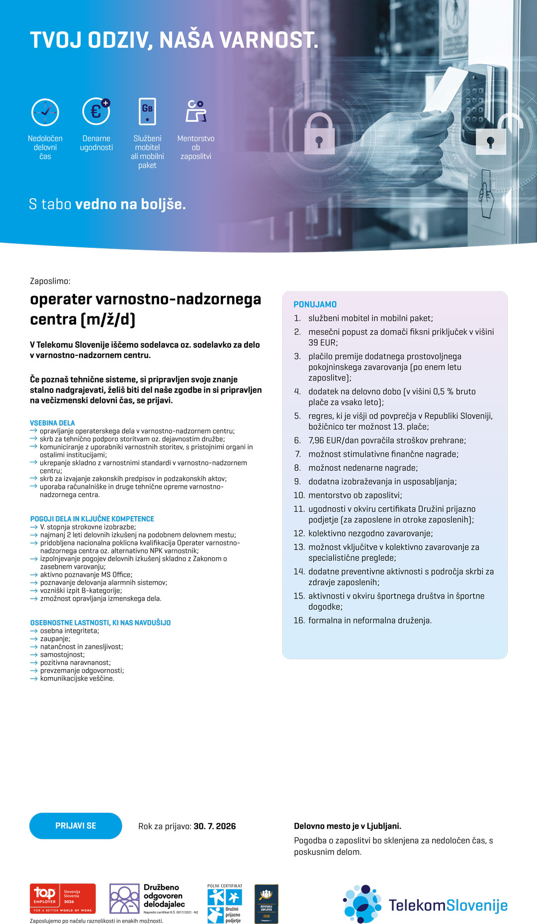 Operater varnostno nadzornega centra (m/ž/d)