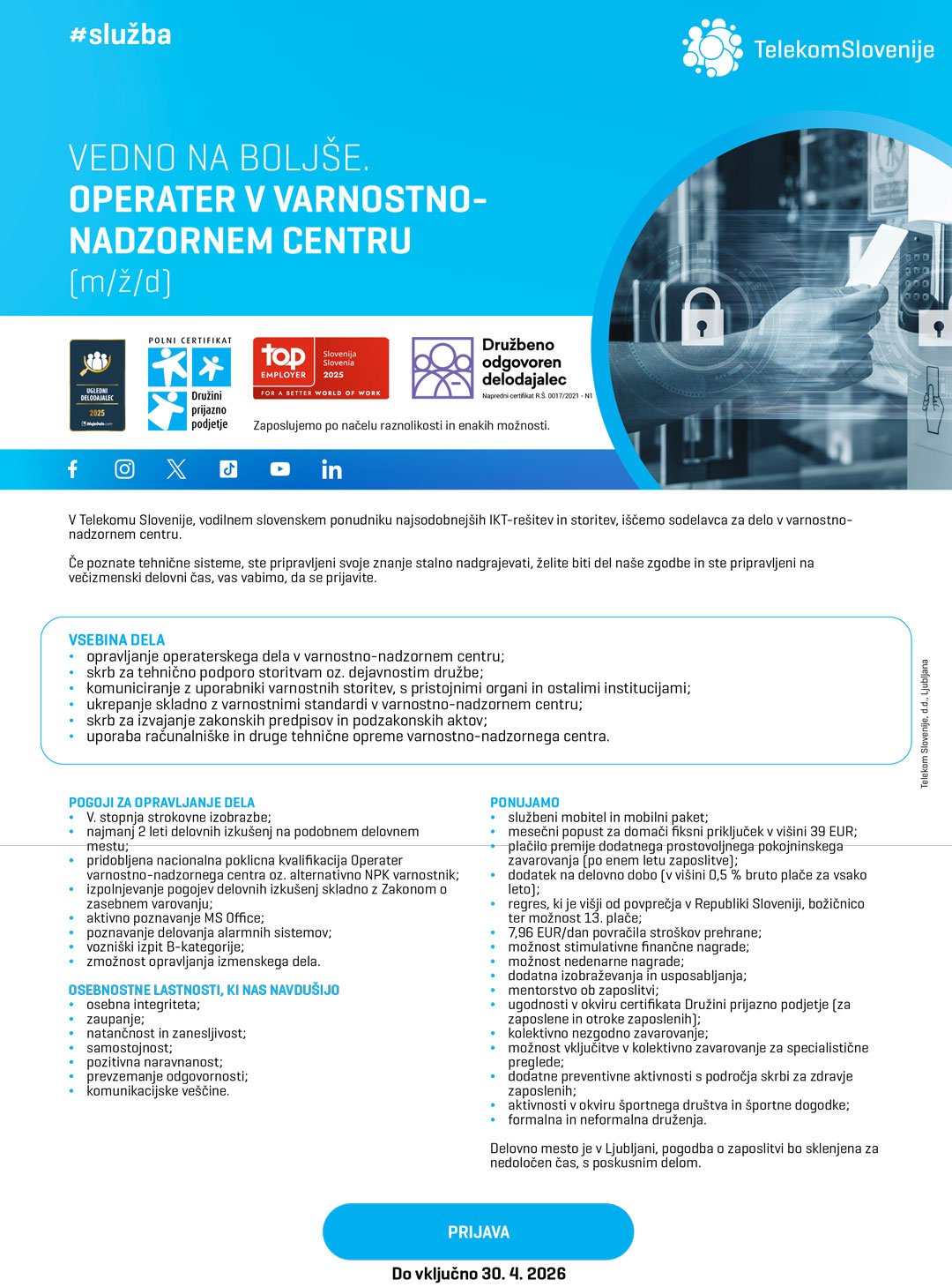 Operater v varnostno-nadzornem centru (m/ž/d)