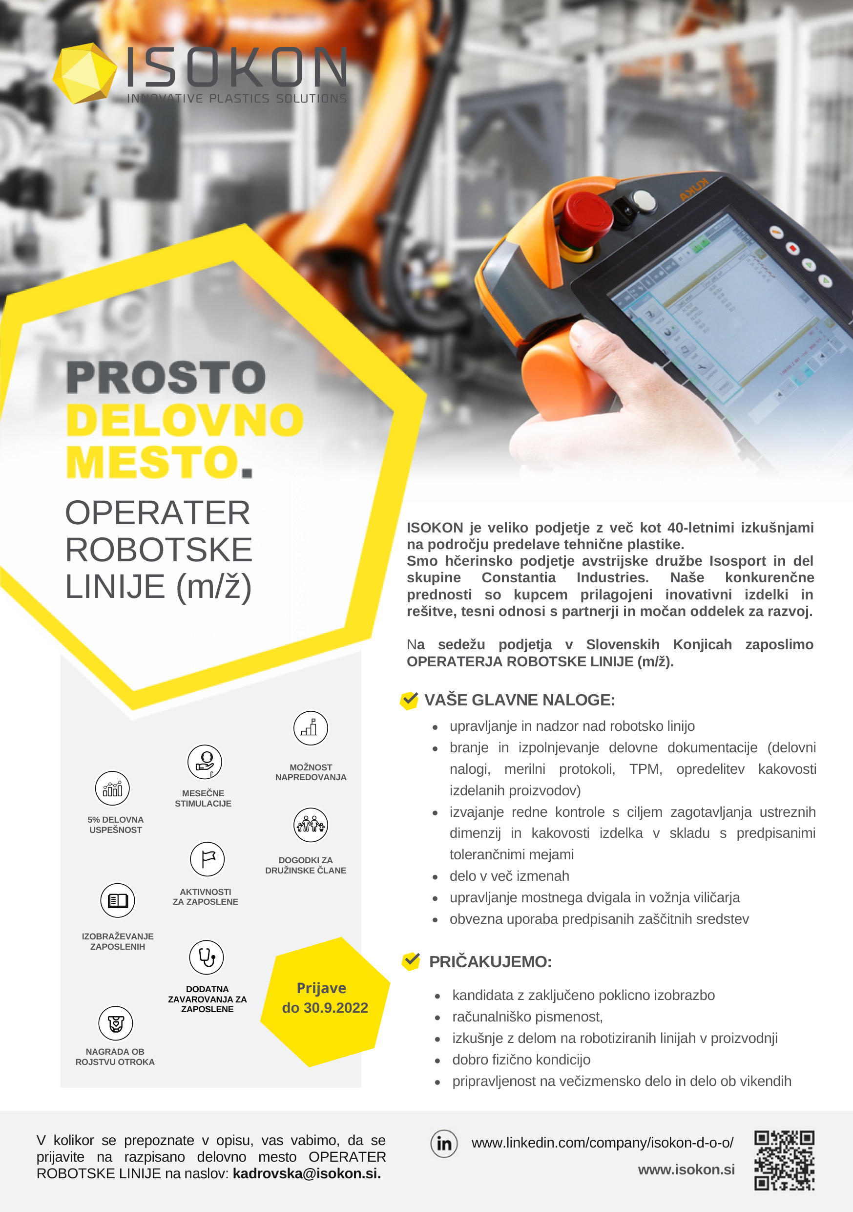 Operater robotske linije (m/ž)