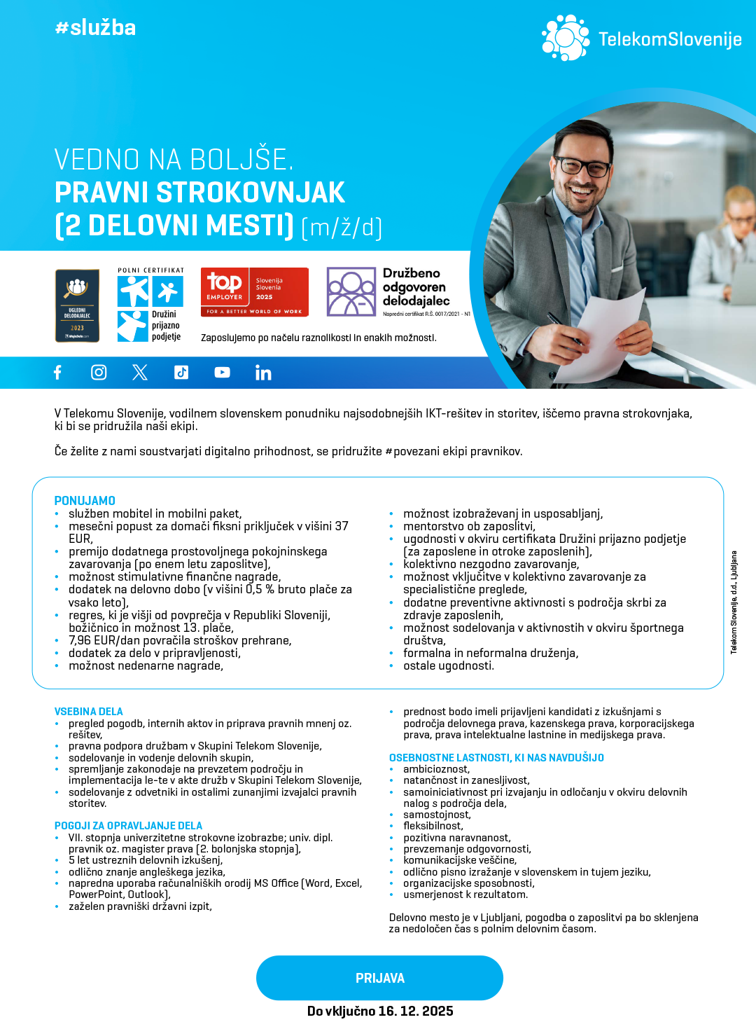 Pravni strokovnjak (2 delovni mesti) (m/ž/d)