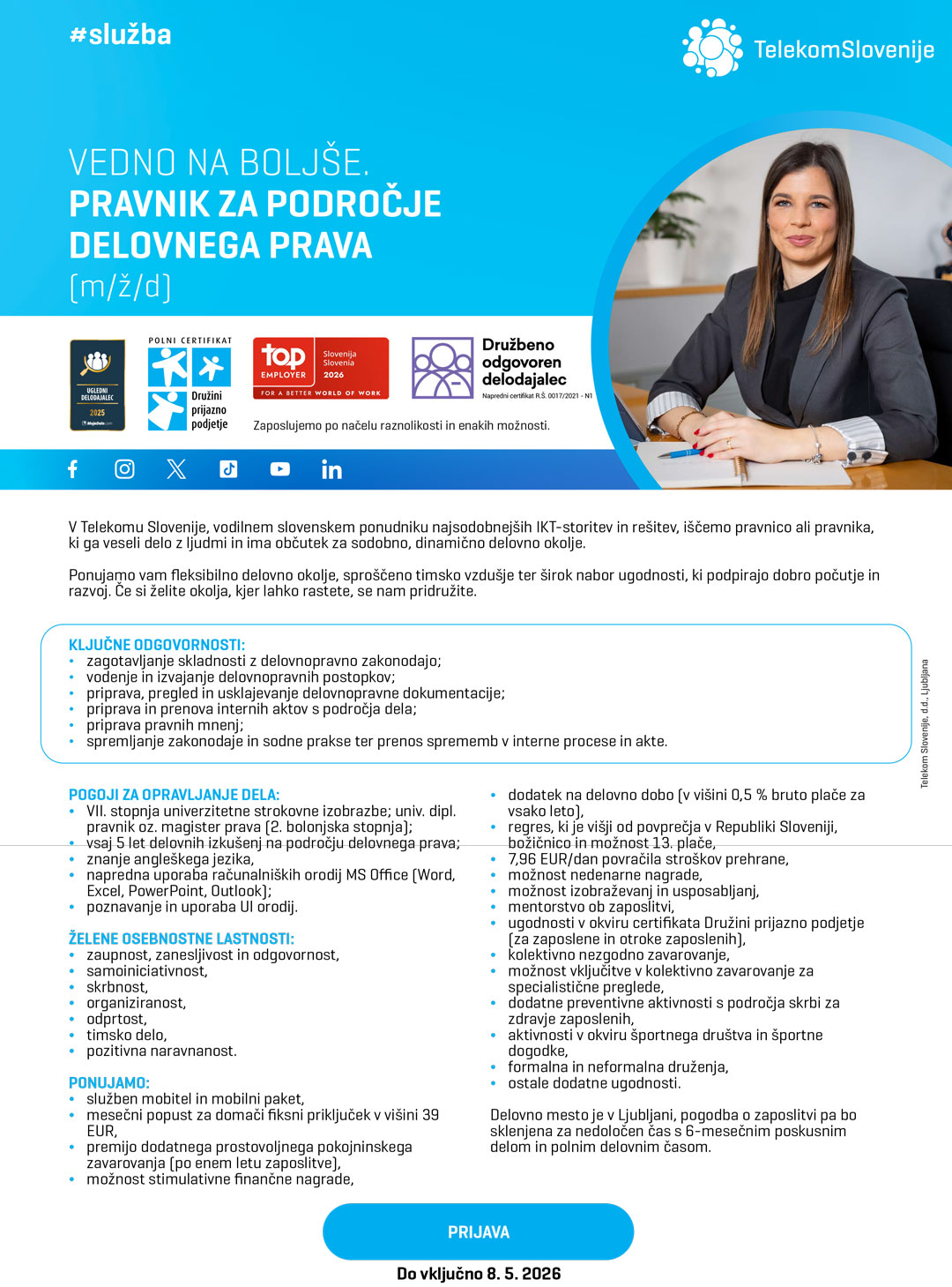 Pravnik za področje delovnega prava (m/ž/d)