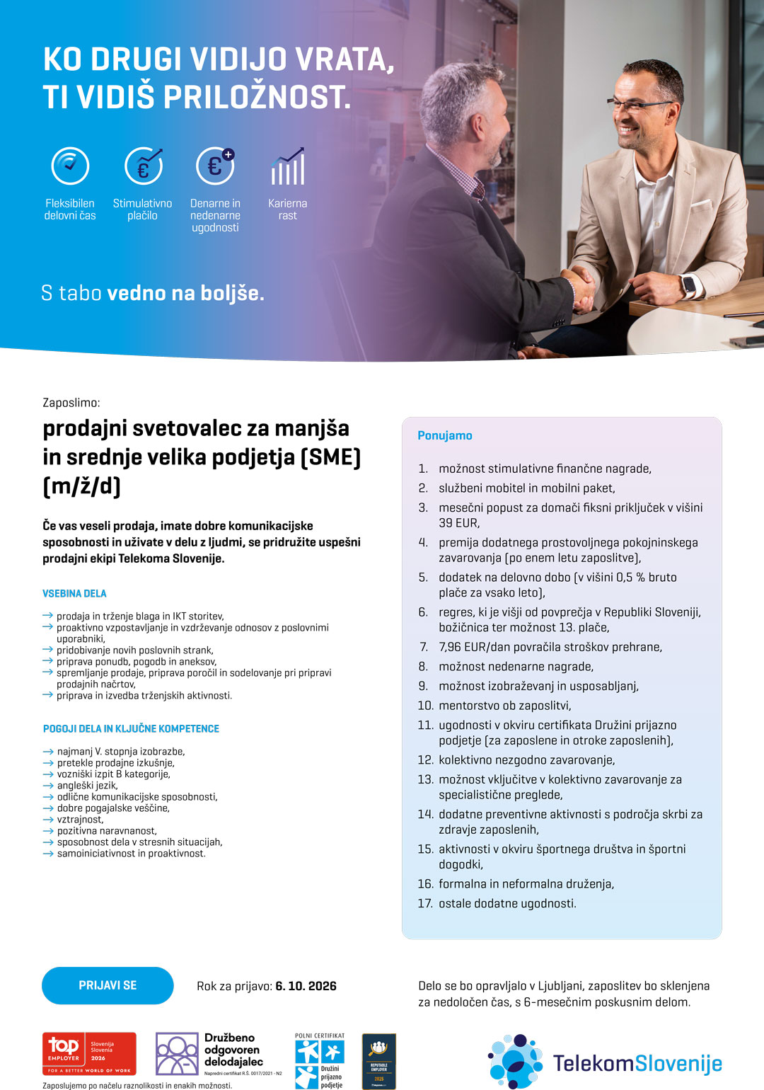 Prodajni svetovalec za manjša in srednje velika podjetja (SME) (m/ž/d)