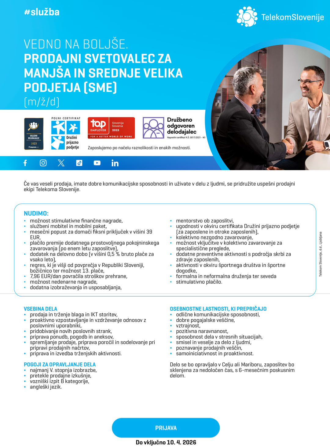 Prodajni svetovalec (m/ž/d)